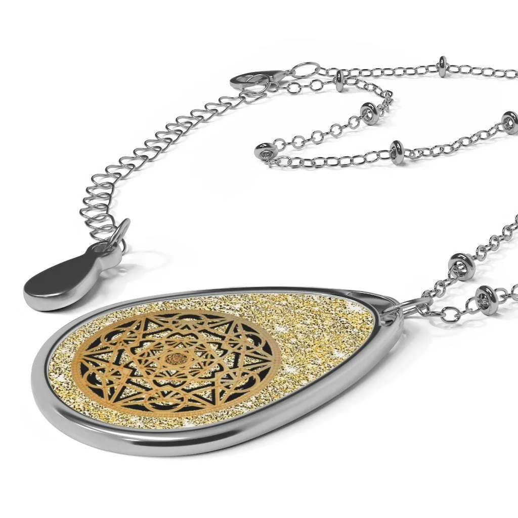 Gold/Silver Metatron Cube Teardrop Silver Pendant/Necklace,Personalized Gift for Valentines/Birthday/Anniversary/Spiritual/Graduate