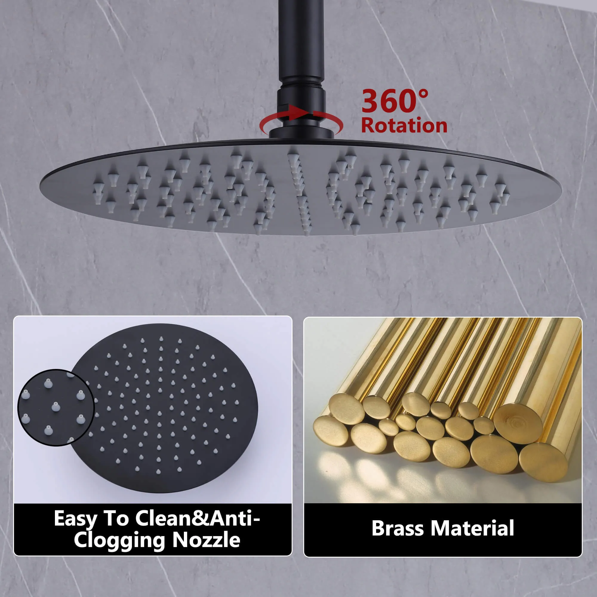 High-Pressure Bathtub Shower Faucet Set With Tub Spout 10 Inch Shower Head JK0054