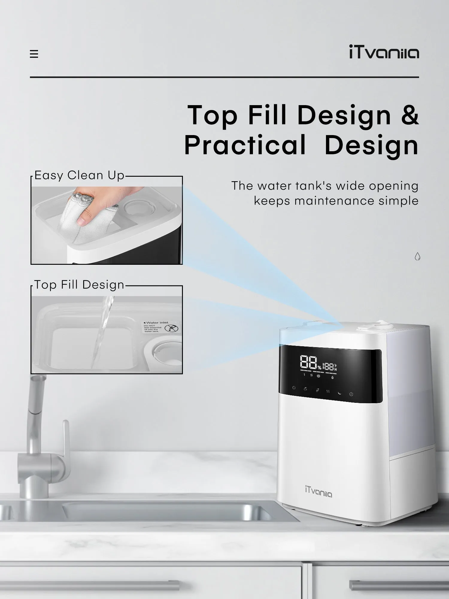 Humidifiers, 5.5L Top Fill Cool and Warm Mist Humidifier Essential Oil Built-in Humidity Sensor, with Timer, Last up to 55 Hours for Baby Room and Office (White)