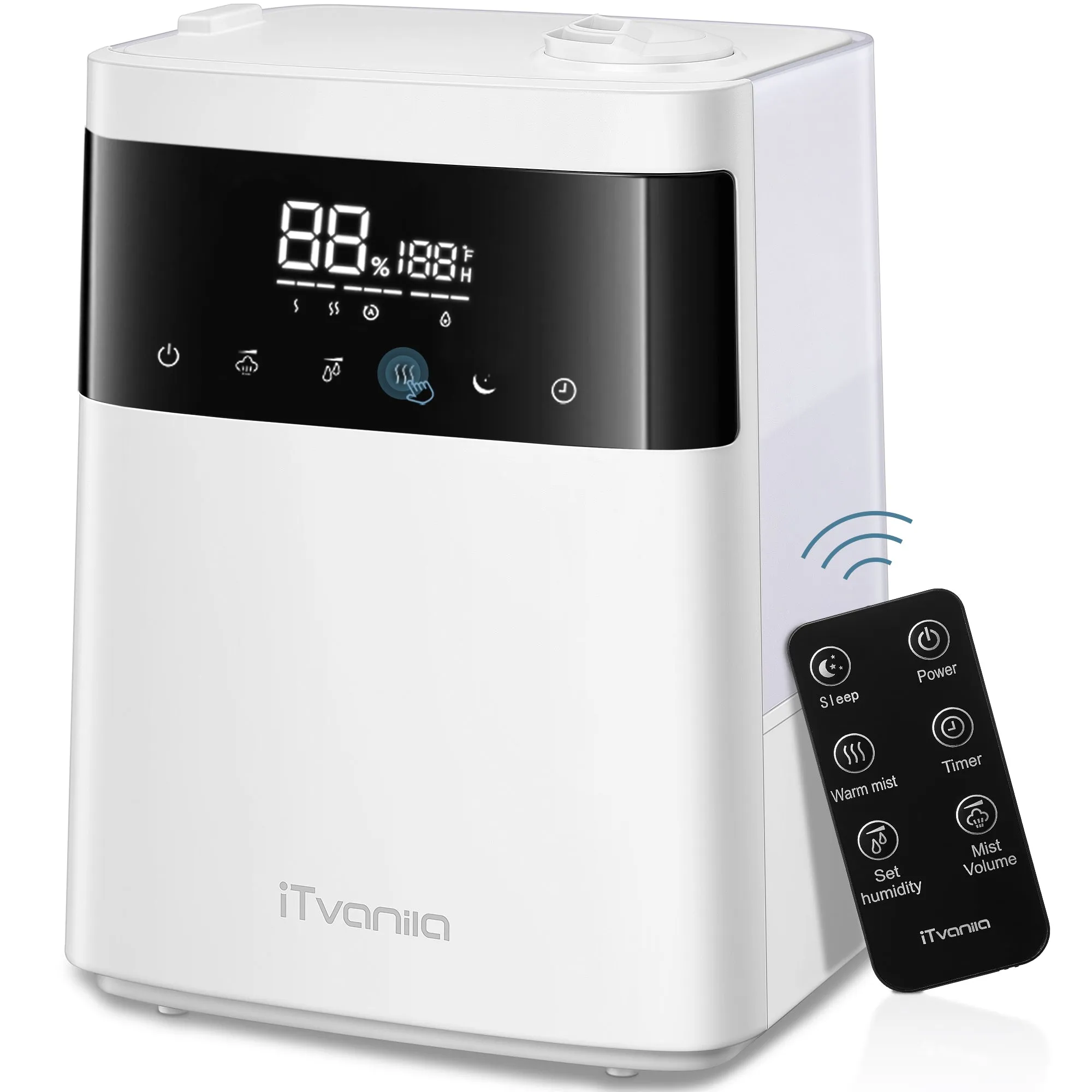 Humidifiers, 5.5L Top Fill Cool and Warm Mist Humidifier Essential Oil Built-in Humidity Sensor, with Timer, Last up to 55 Hours for Baby Room and Office (White)