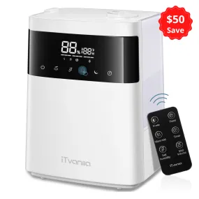 Humidifiers, 5.5L Top Fill Cool and Warm Mist Humidifier Essential Oil Built-in Humidity Sensor, with Timer, Last up to 55 Hours for Baby Room and Office (White)