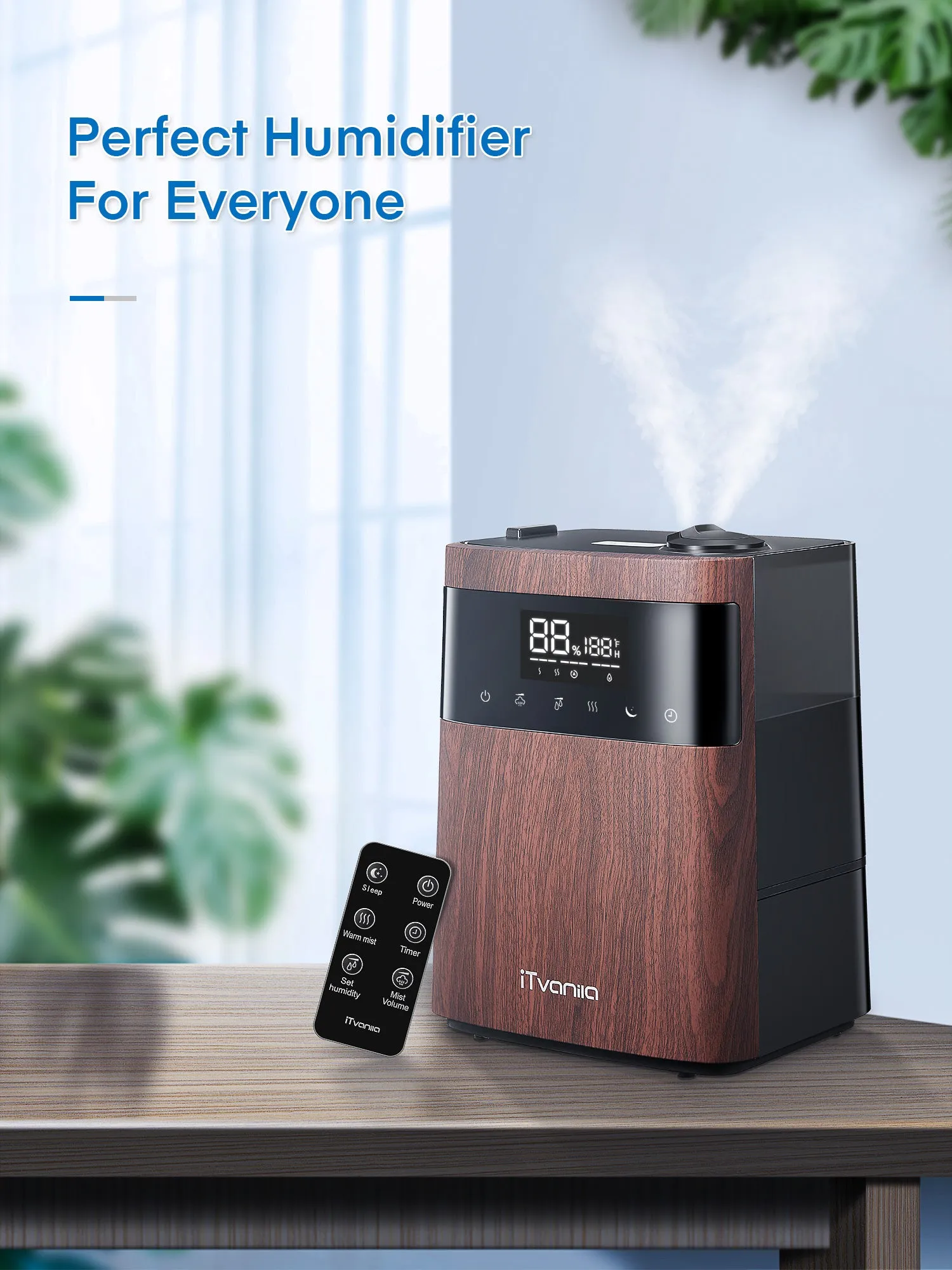 Humidifiers, 5.5L Top Fill Cool and Warm Mist Humidifier with Essential Oil Built-in Humidity Sensor, Humidifiers with Timer Setting Last up to 55 Hours  (Wood Grain)