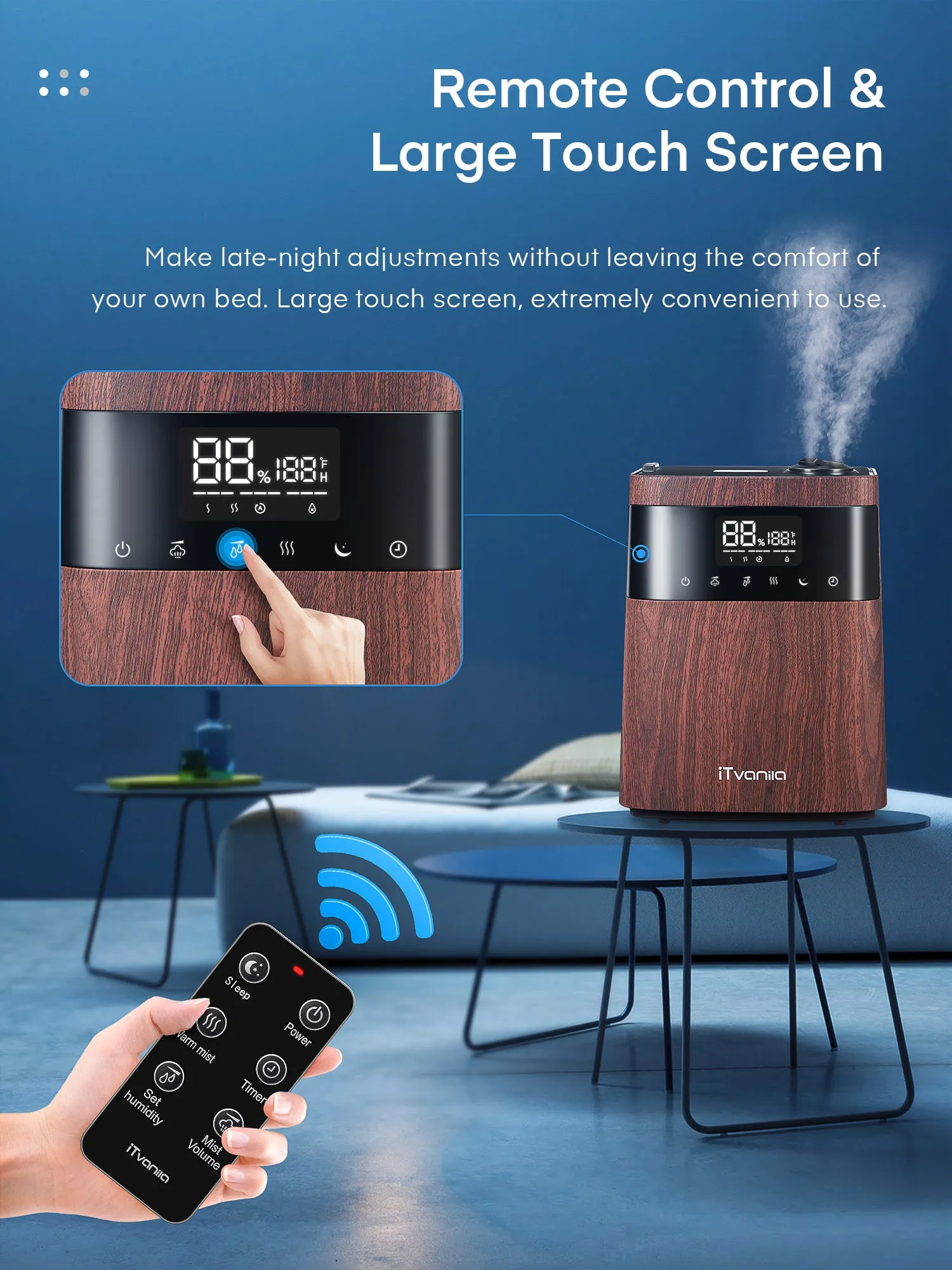 Humidifiers, 5.5L Top Fill Cool and Warm Mist Humidifier with Essential Oil Built-in Humidity Sensor, Humidifiers with Timer Setting Last up to 55 Hours  (Wood Grain)