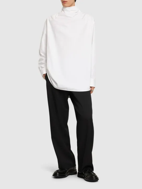 Jil Sander   Draped neck cotton poplin shirt 