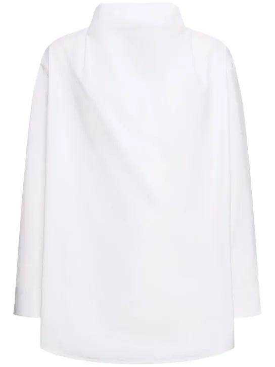 Jil Sander   Draped neck cotton poplin shirt 