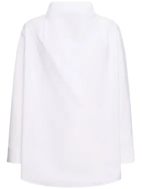 Jil Sander   Draped neck cotton poplin shirt 