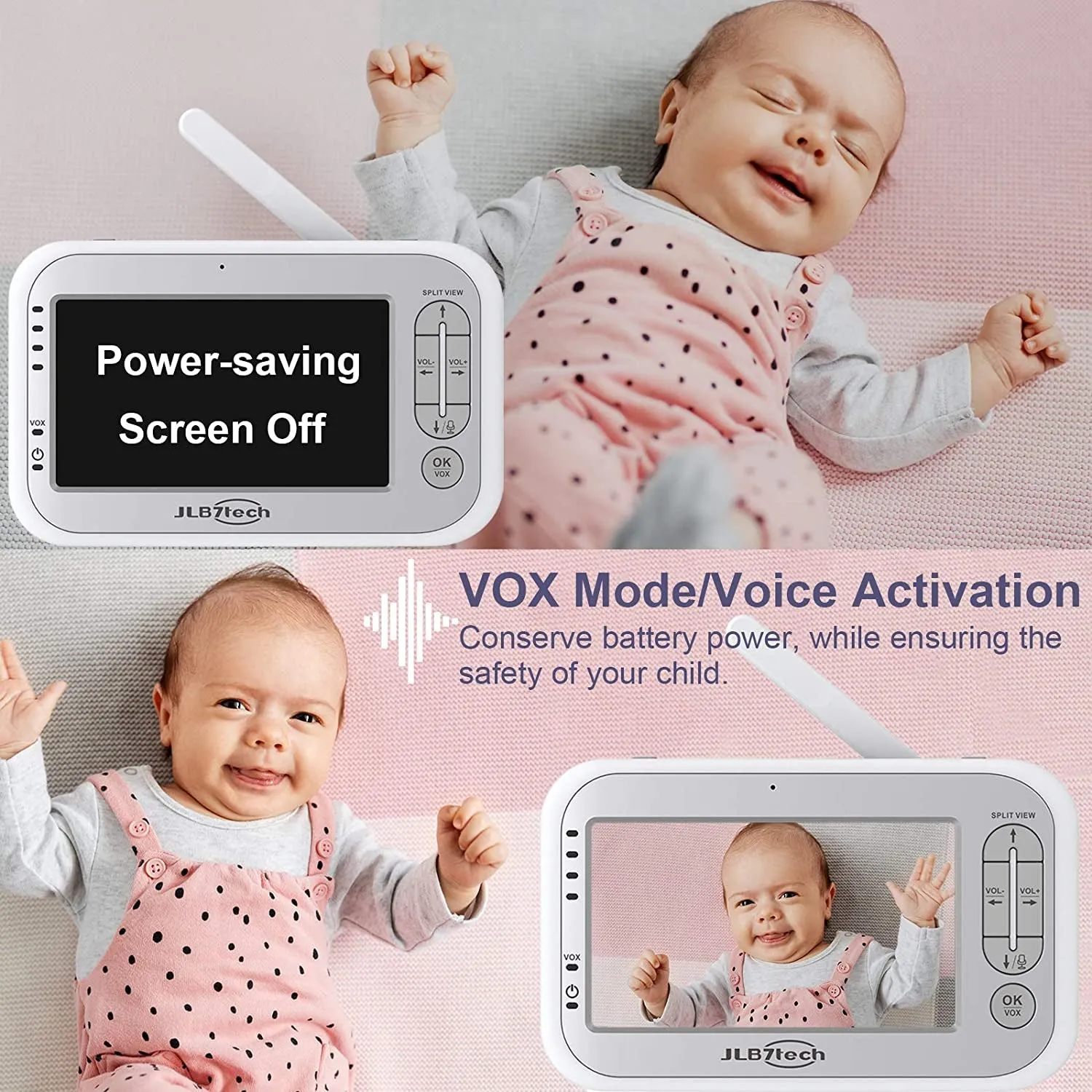 JLB7tech 5" Split Screen Video Baby Monitor