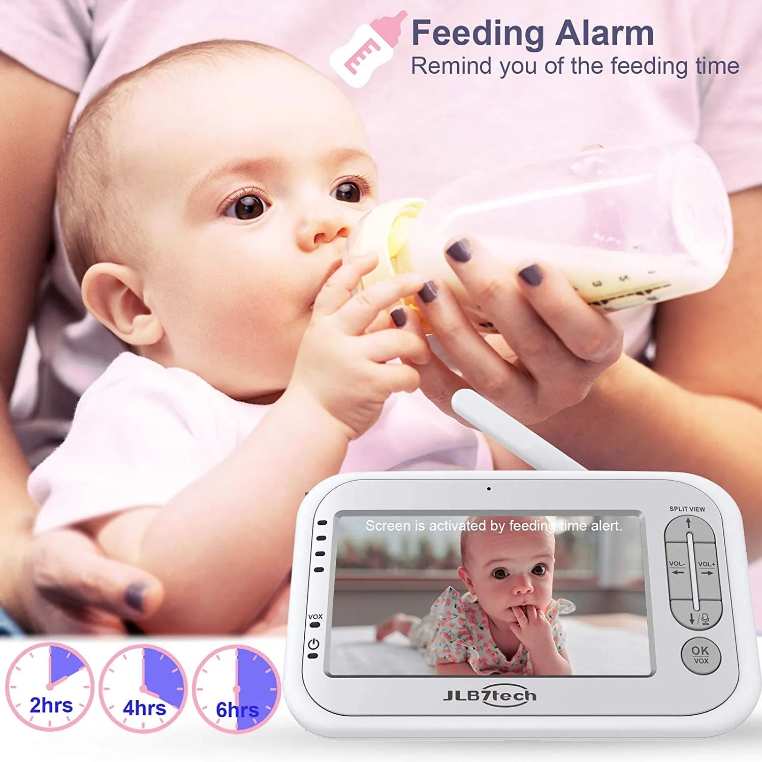 JLB7tech 5" Split Screen Video Baby Monitor