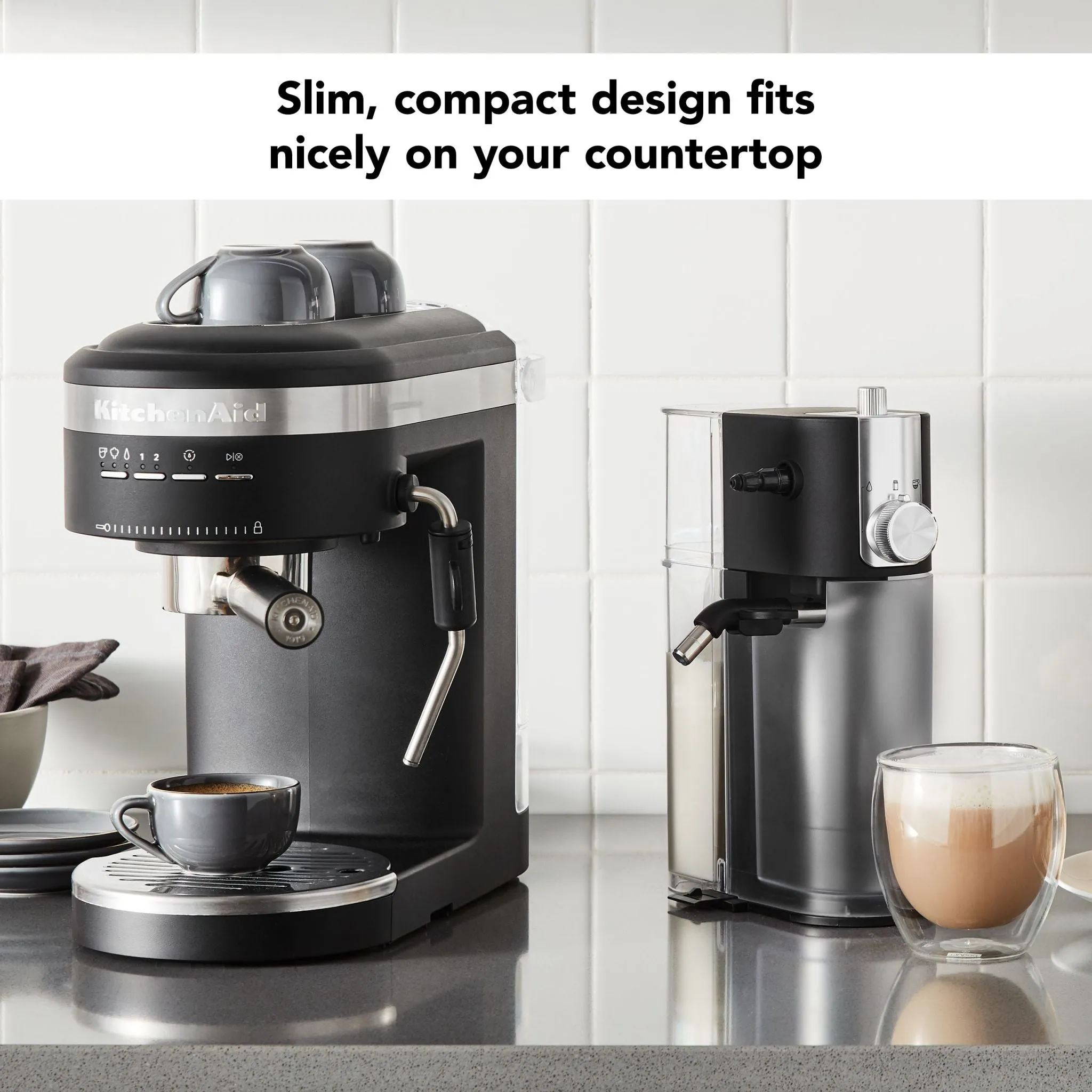 KitchenAid Semi-Auto Espresso Mach w/Auto Milk Frother Attach (KES6404BM) - Matte Black