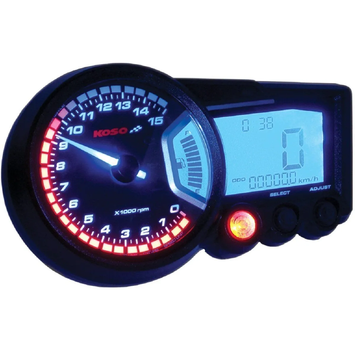 Koso GP Style RX-2 Black Panel Multi-Function Gauge