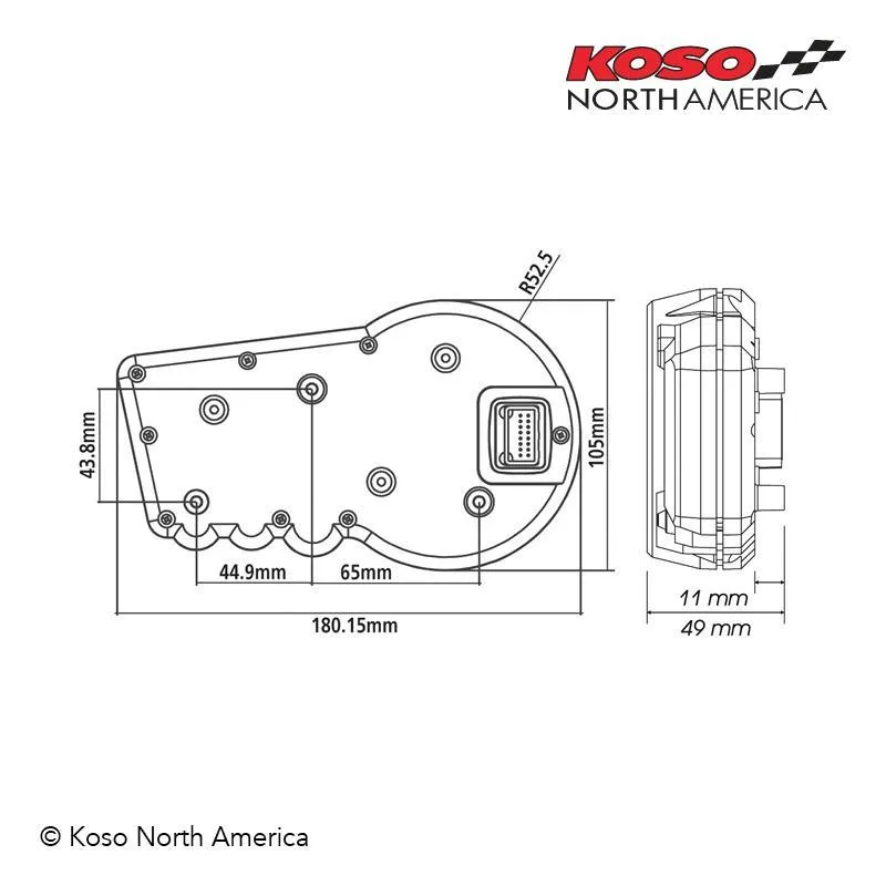 Koso GP Style RX-2 Black Panel Multi-Function Gauge