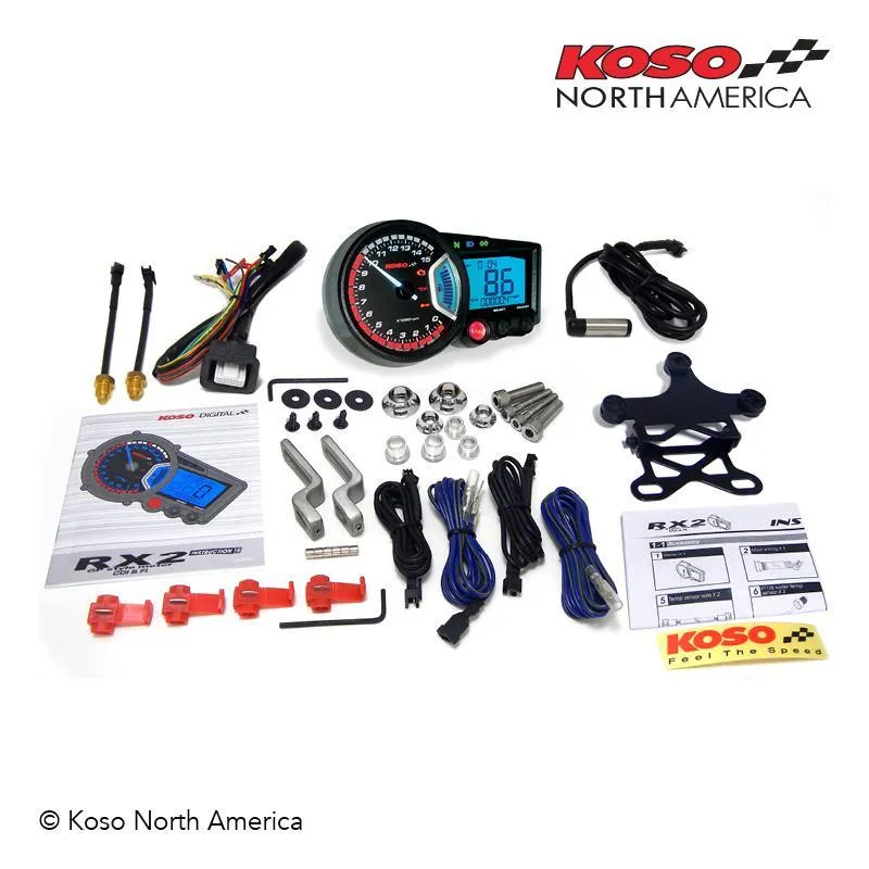 Koso GP Style RX-2 Black Panel Multi-Function Gauge