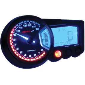 Koso GP Style RX-2 Black Panel Multi-Function Gauge