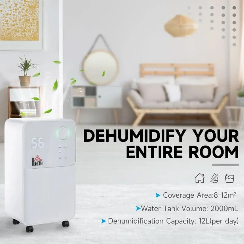 Maplin Plus 12L/Day 2000ML Portable Quiet Dehumidifier with 4 Modes