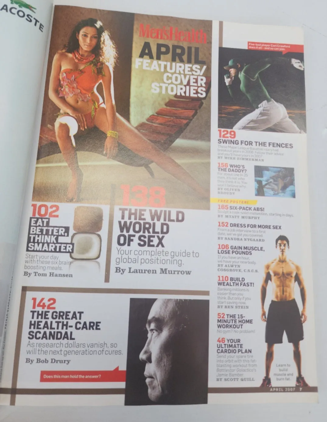 Men's Health Magazine April 2007 Six Pack Abs. On the cover David Wright.