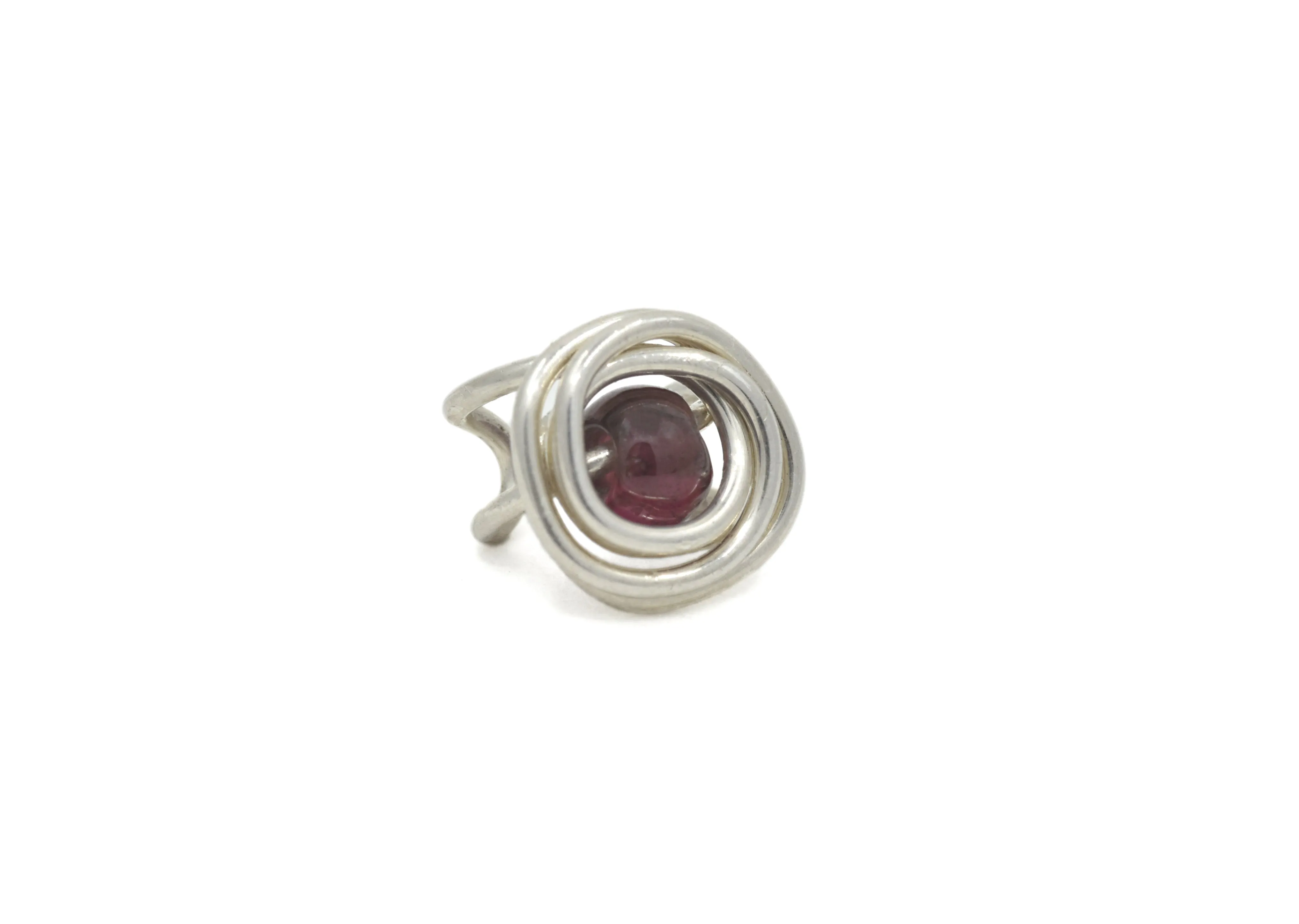 Mini Wire Wrapped Sterling Silver Ear Cuff with Garnet, Right or Left Ear Cuff
