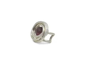 Mini Wire Wrapped Sterling Silver Ear Cuff with Garnet, Right or Left Ear Cuff