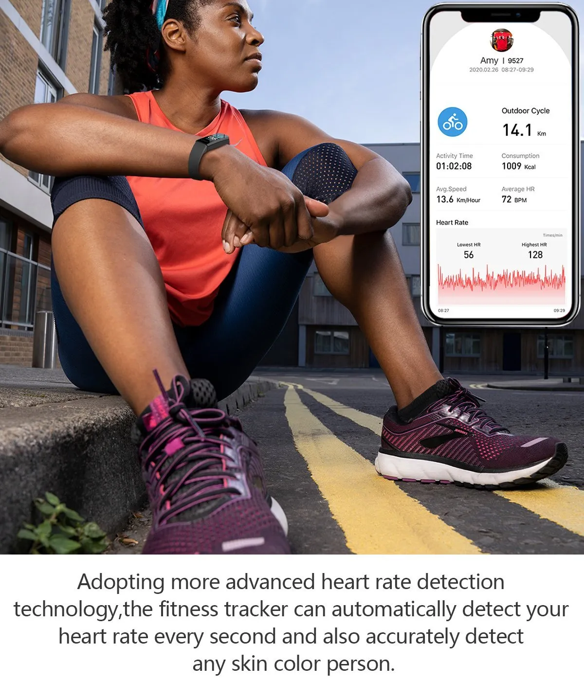 MorePro Health Tracker with Blood Pressure Heart Rate Monitor V100S Purple