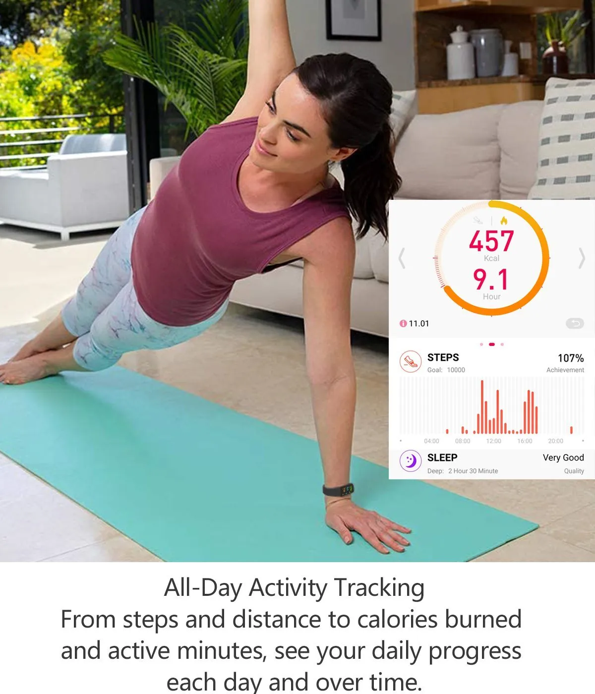 MorePro Health Tracker with Blood Pressure Heart Rate Monitor V100S Purple