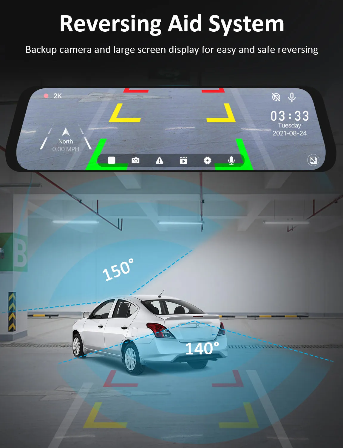 NexiGo D81 2.5K Mirror Dash Cam with Dual Sony Starvis Sensors
