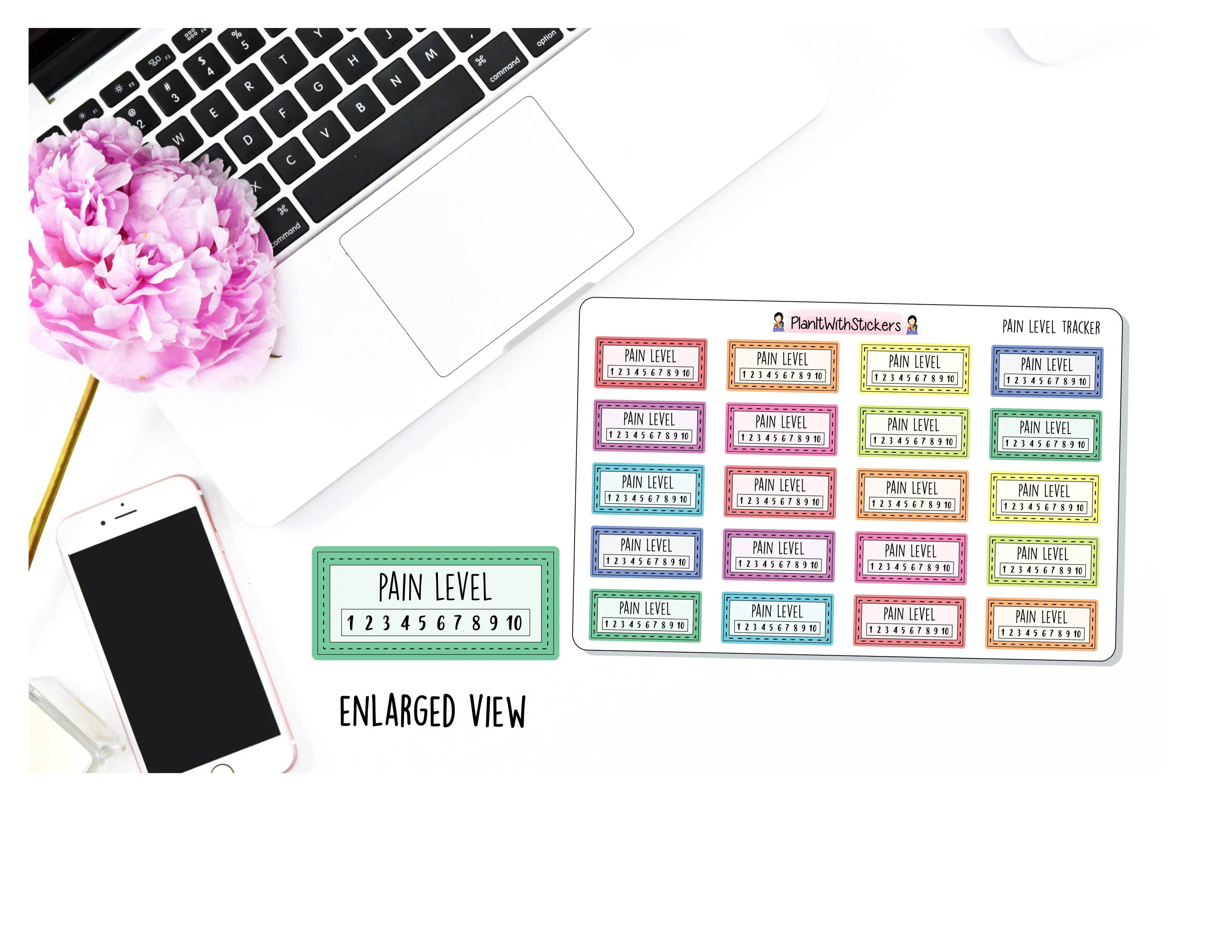 Pain Tracker Daily Pain Level Tracking Sticker for Self Care and Health Awareness