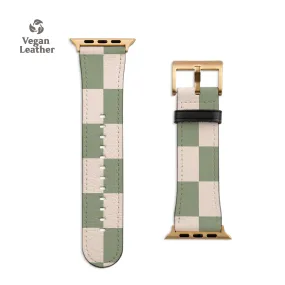 Pale Green Checkers Apple Watch Strap