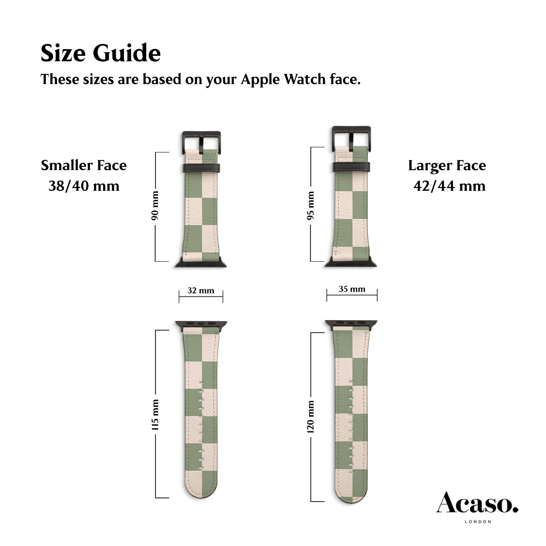 Pale Green Checkers Apple Watch Strap