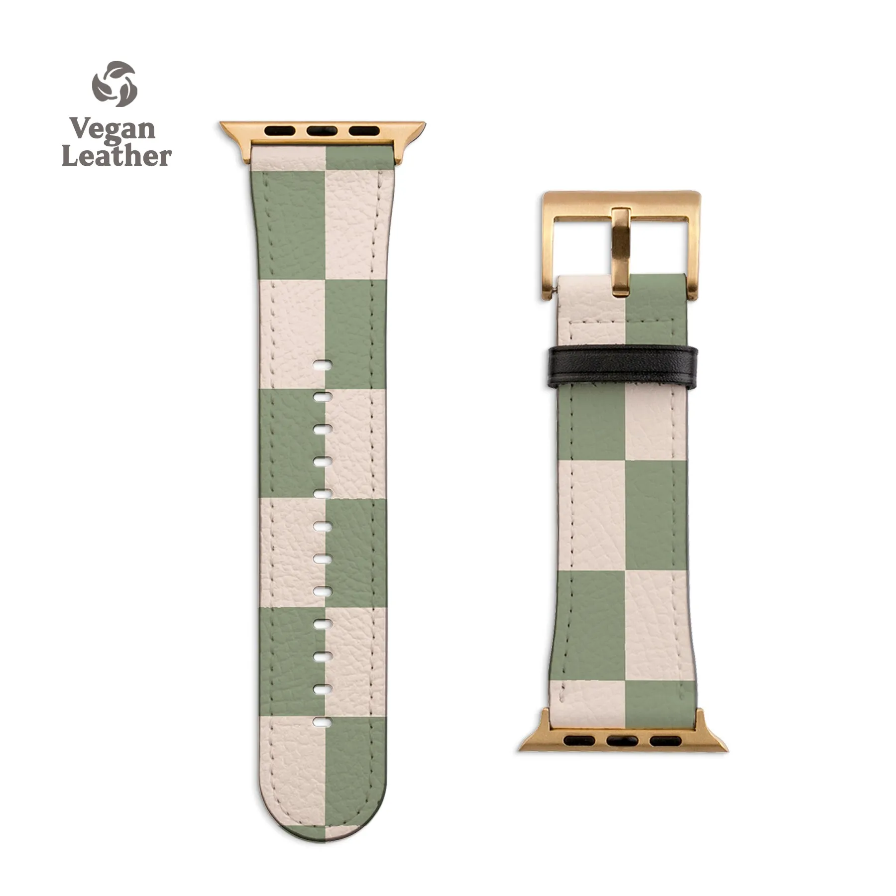 Pale Green Checkers Apple Watch Strap