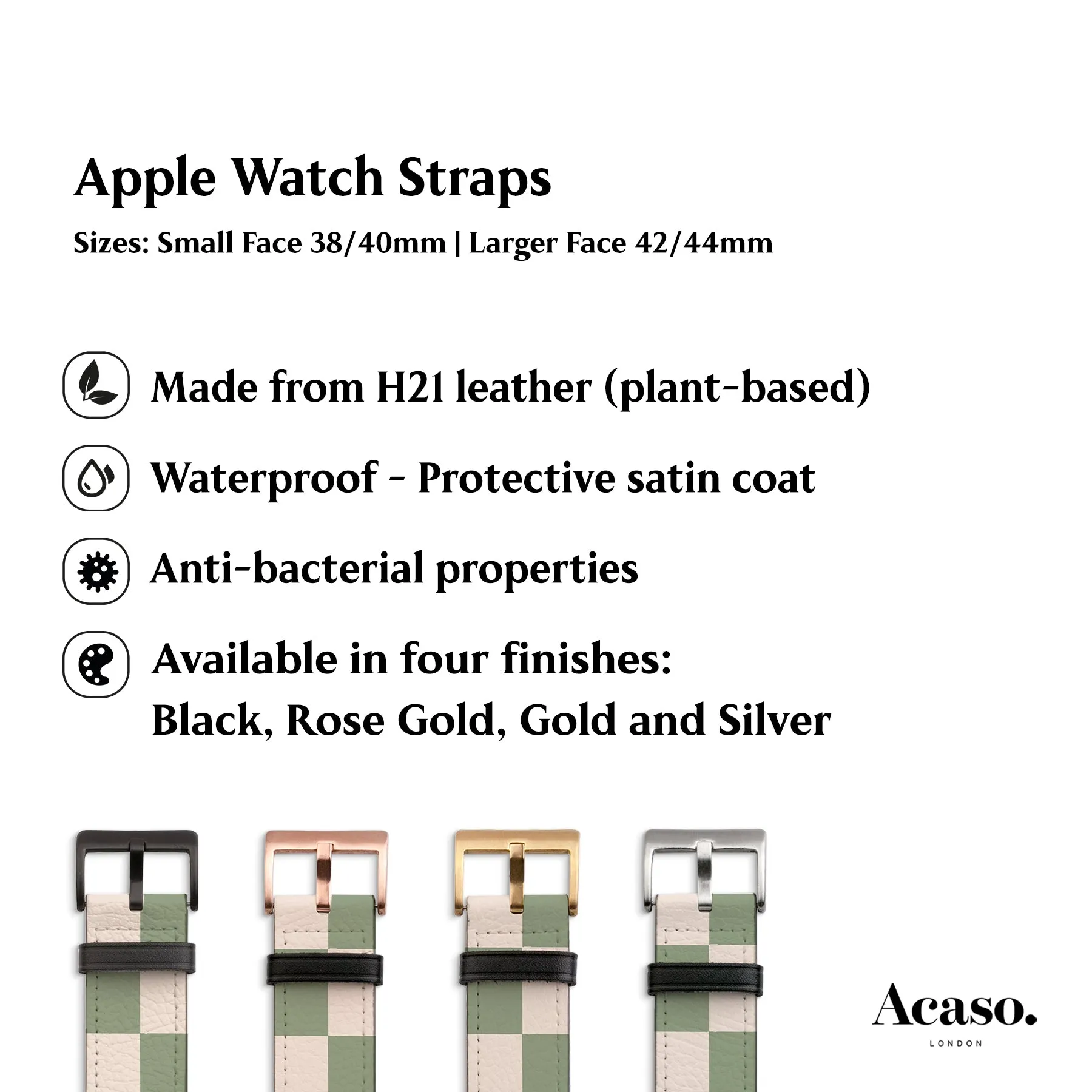 Pale Green Checkers Apple Watch Strap