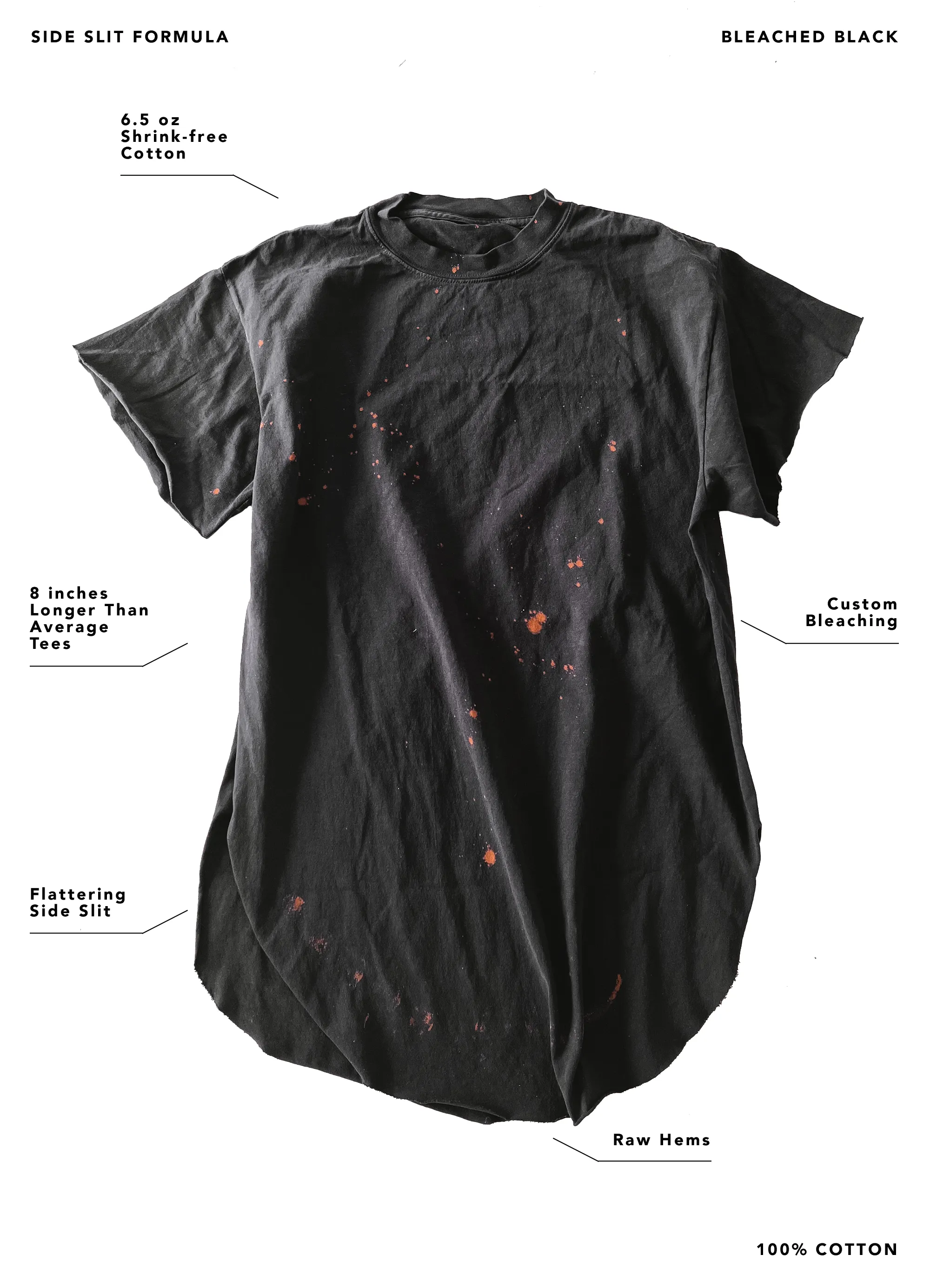 PEOPLE PLEASER BLEACHED OUT SIDE SLIT TEE