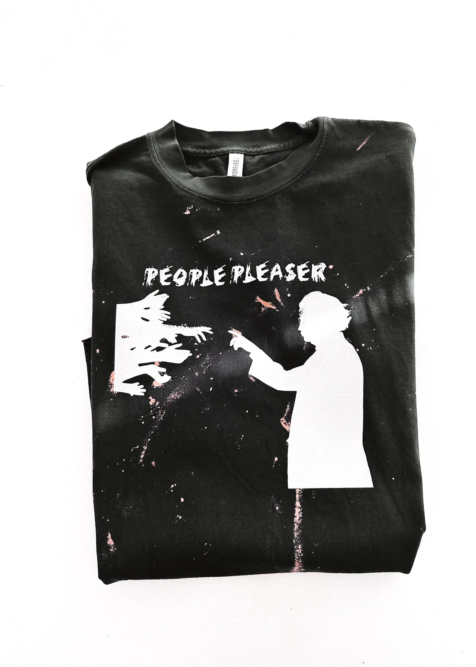 PEOPLE PLEASER BLEACHED OUT SIDE SLIT TEE