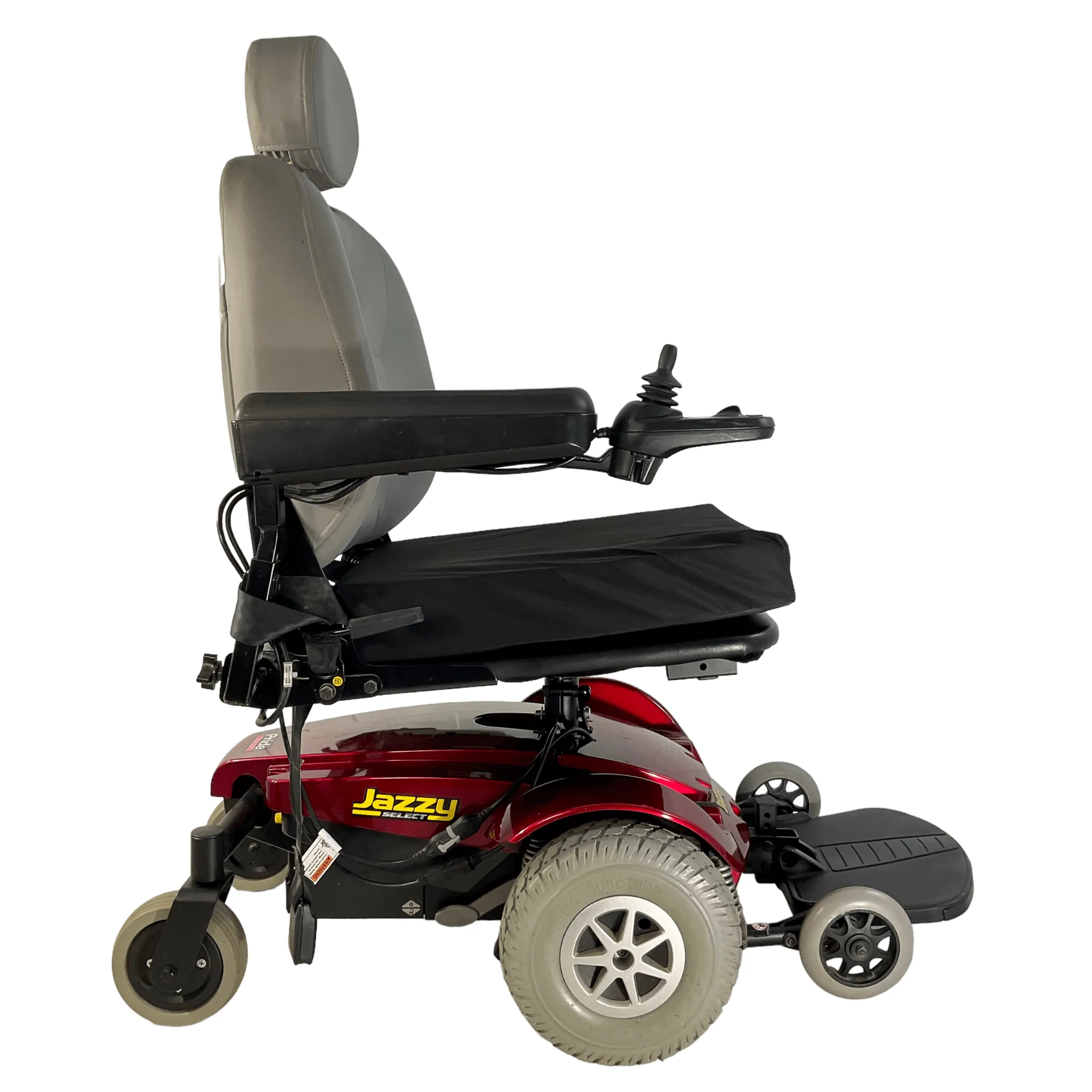 Pride Mobility Jazzy Select Power Chair | 18 x 20 Seat | Seat Pan Style Seat W/ Cushion | Red Shroud