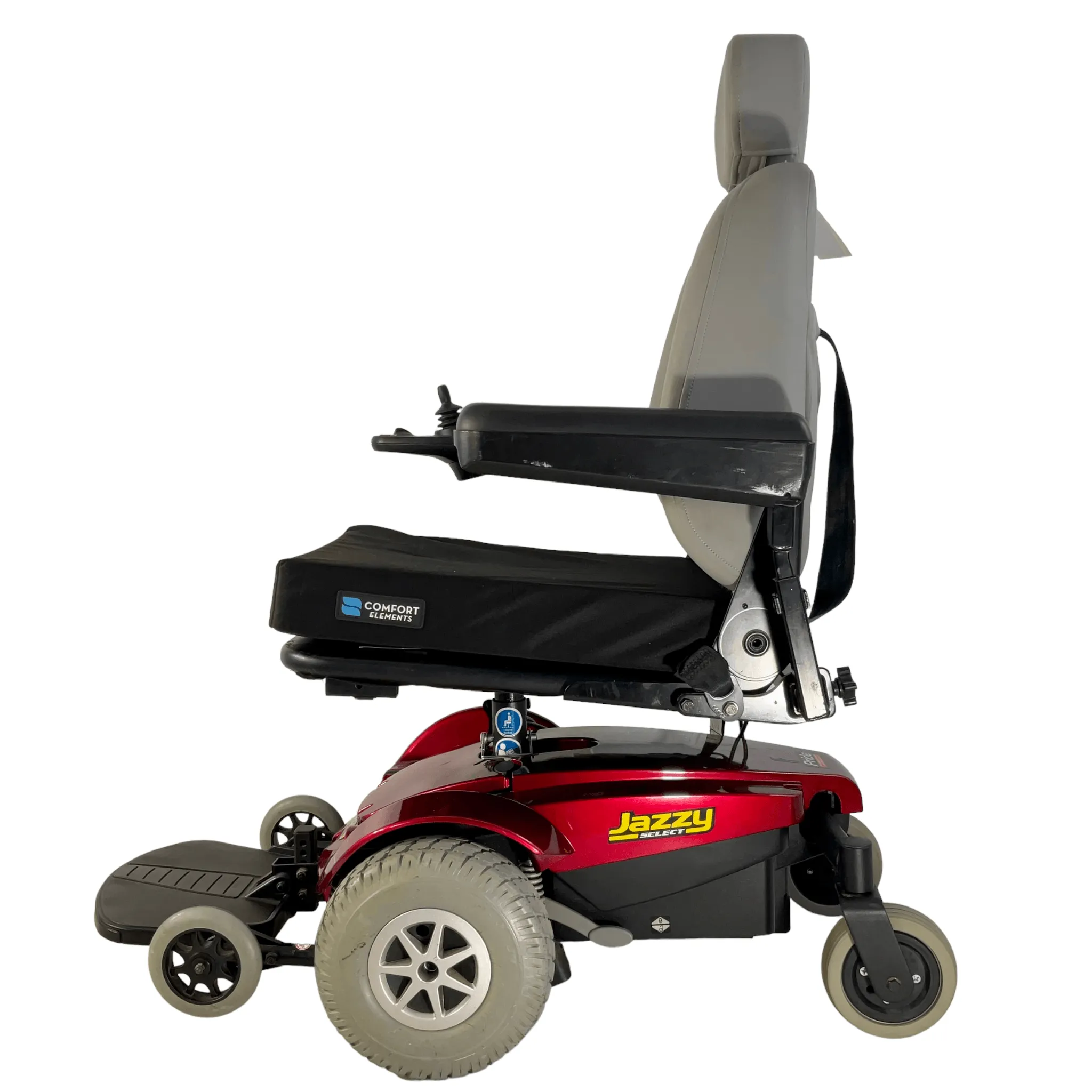 Pride Mobility Jazzy Select Power Chair | 18 x 20 Seat | Seat Pan Style Seat W/ Cushion | Red Shroud