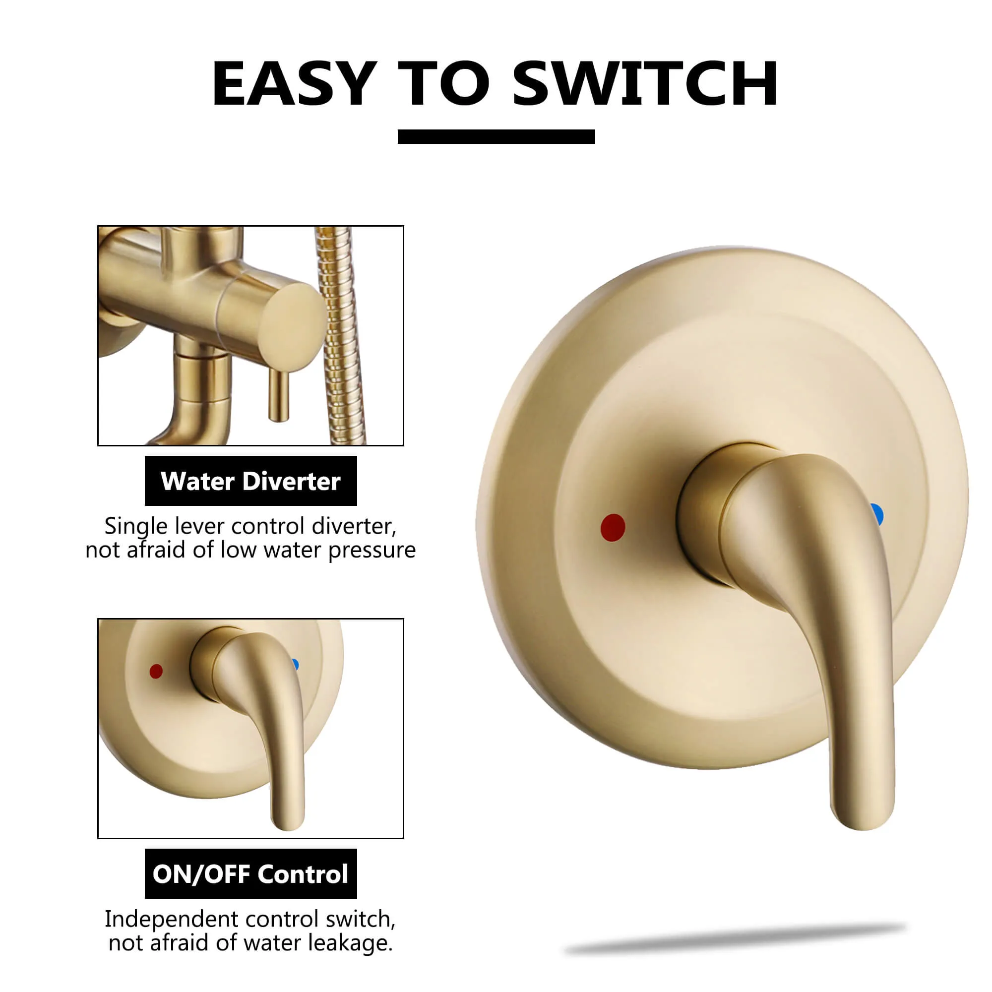 Rainfall Shower Faucet Set with 5-Setting Handheld Shower Included Rough-in Valve  JK0112