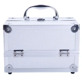 SHININGLOVE Portable Cosmetic Case Train Case Jewelry Box Organizer Silver