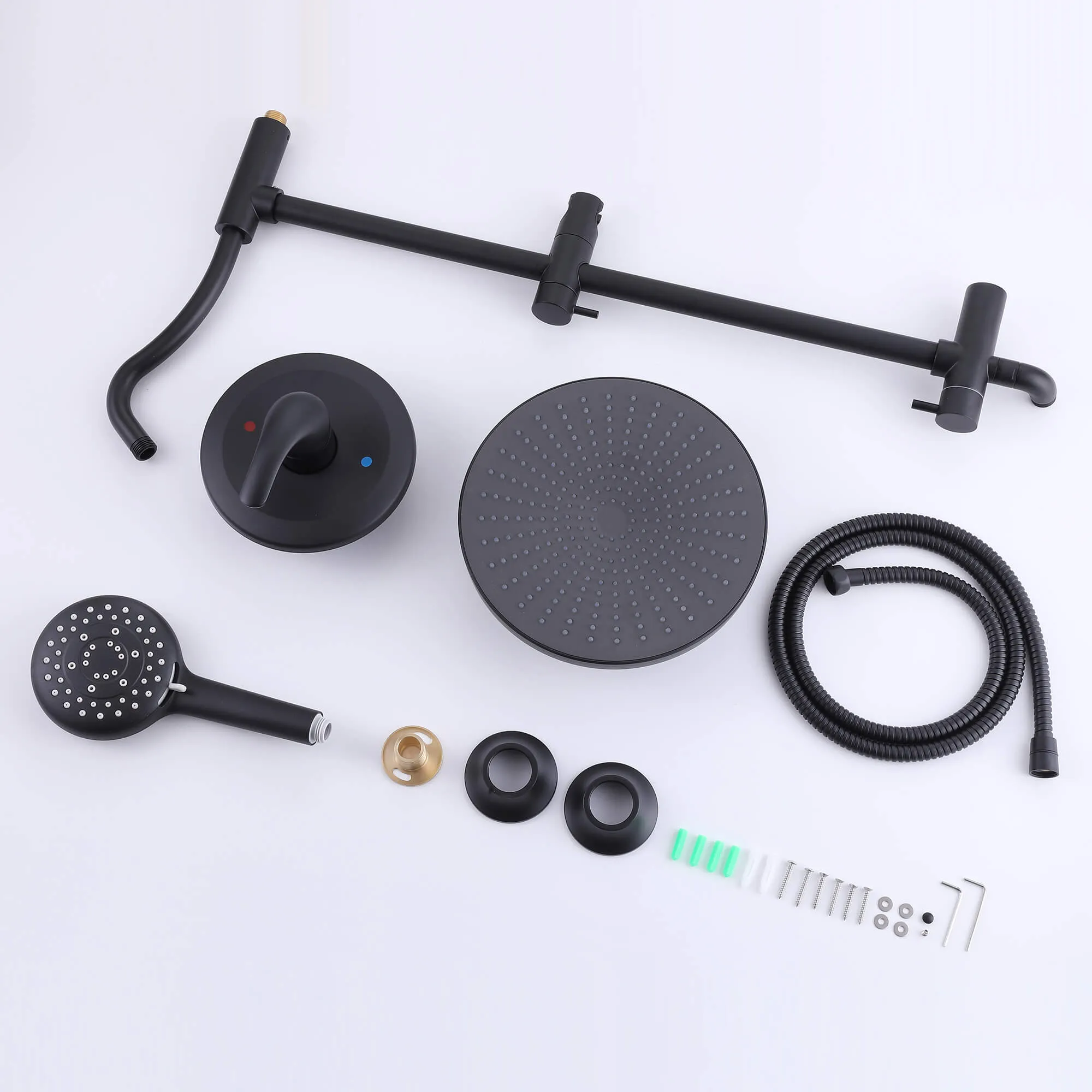 Shower Faucet Set with Rainfall Shower Head and 5-Settings Handheld Shower Spray RB0114