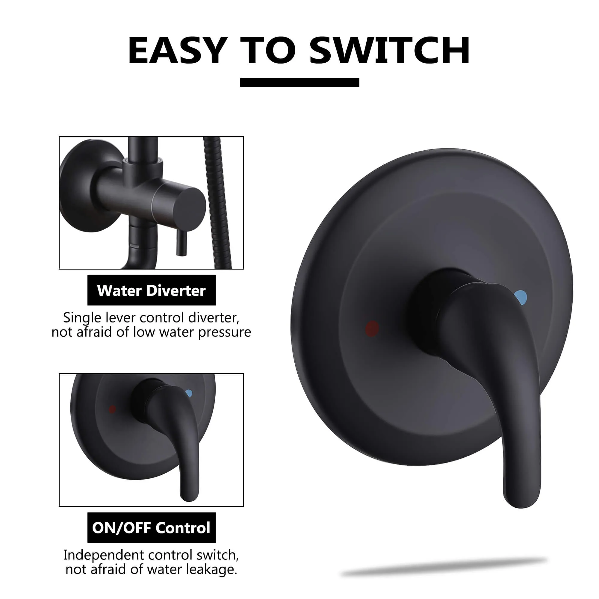 Shower Faucet Set with Rainfall Shower Head and 5-Settings Handheld Shower Spray RB0114