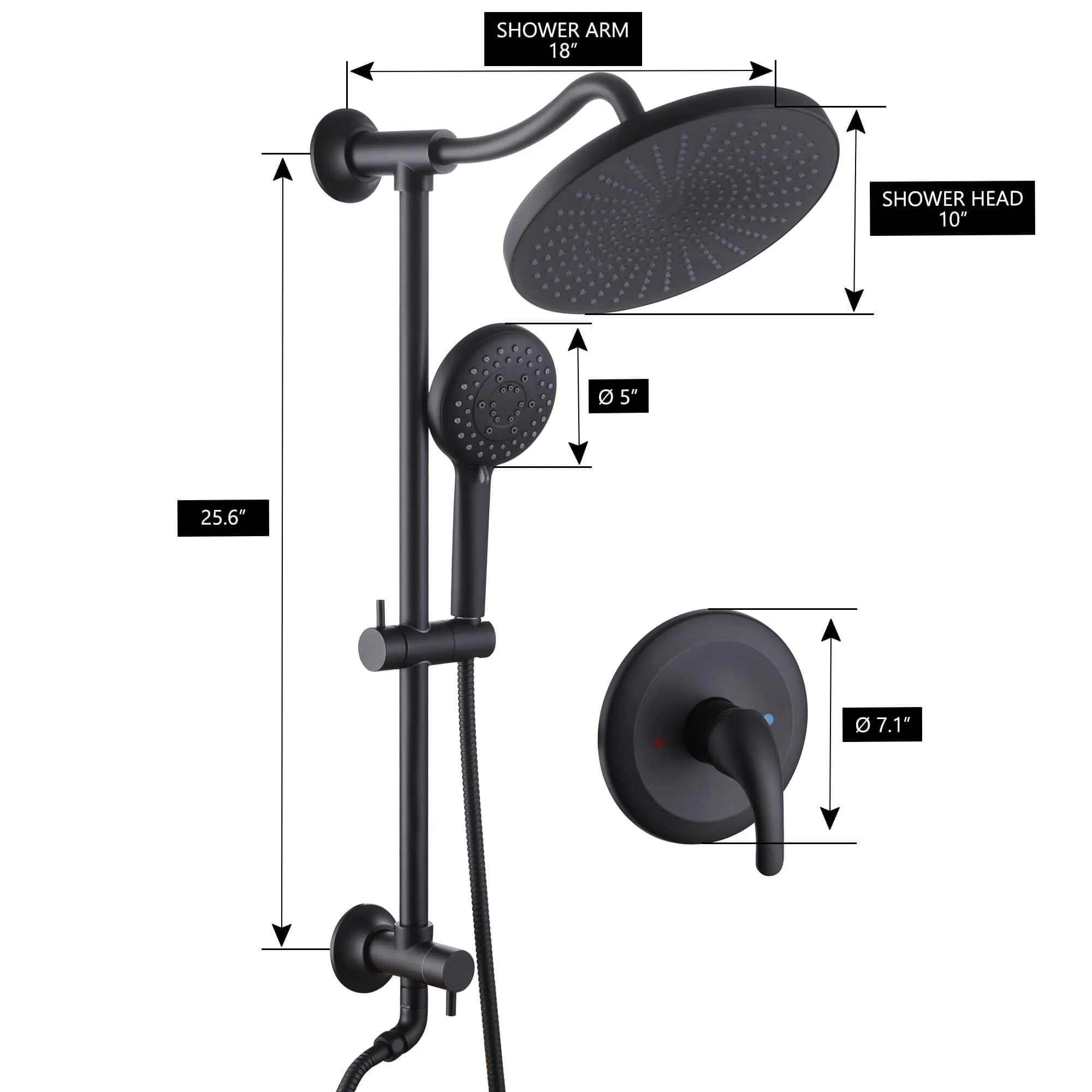 Shower Faucet Set with Rainfall Shower Head and 5-Settings Handheld Shower Spray RB0114