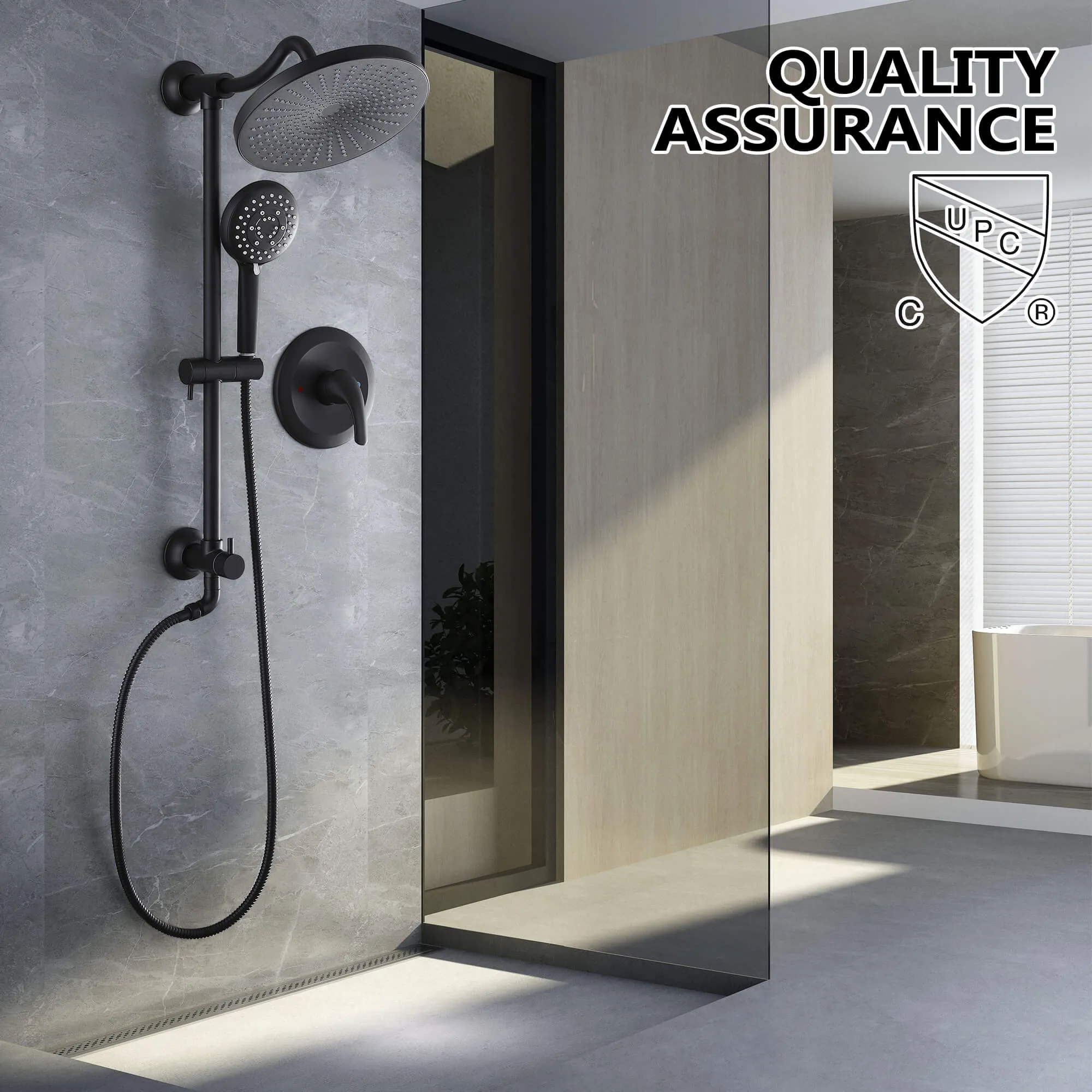 Shower Faucet Set with Rainfall Shower Head and 5-Settings Handheld Shower Spray RB0114