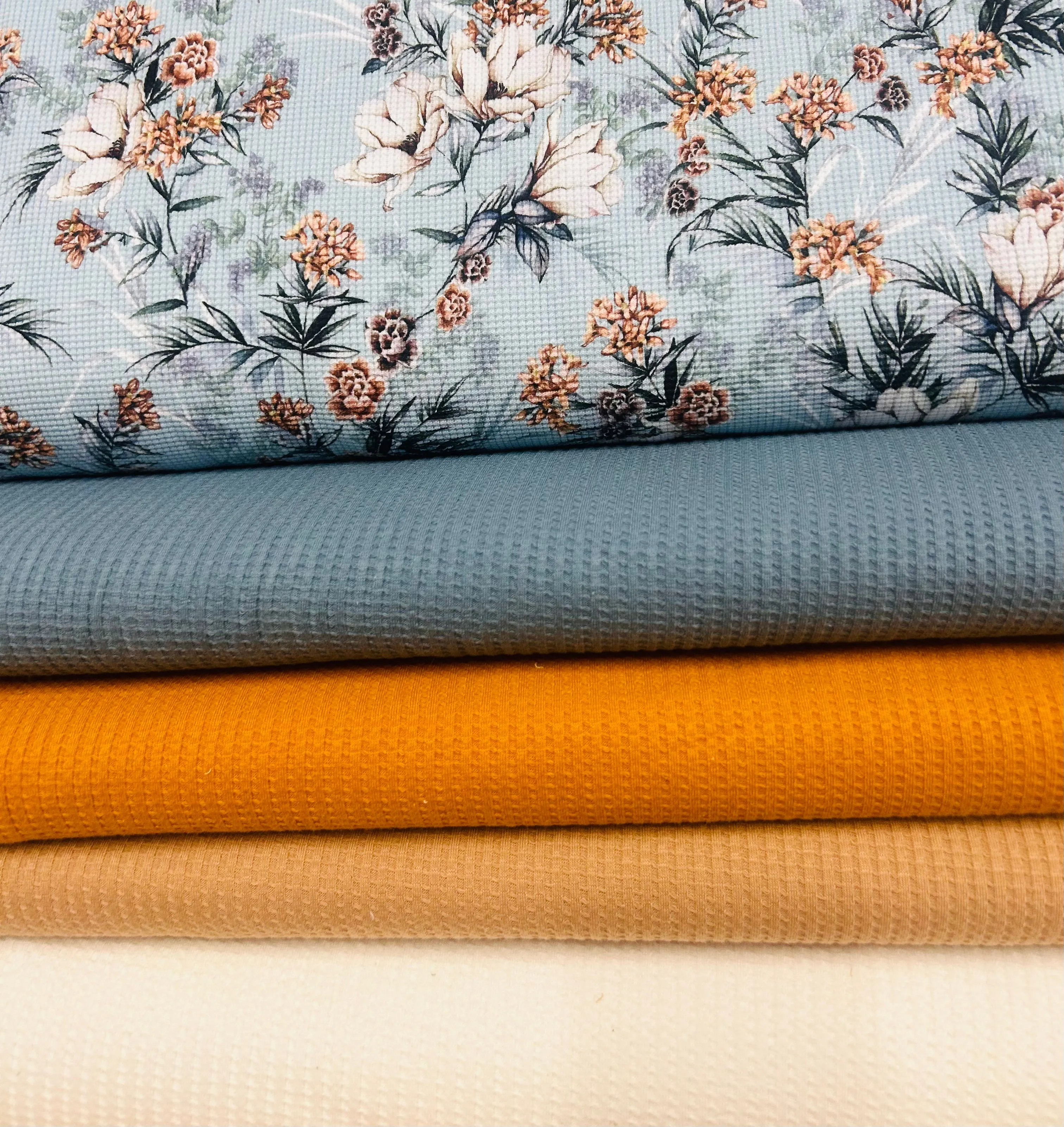 SOFT WAFFLE COTTON JERSEY FABRIC PER METRE