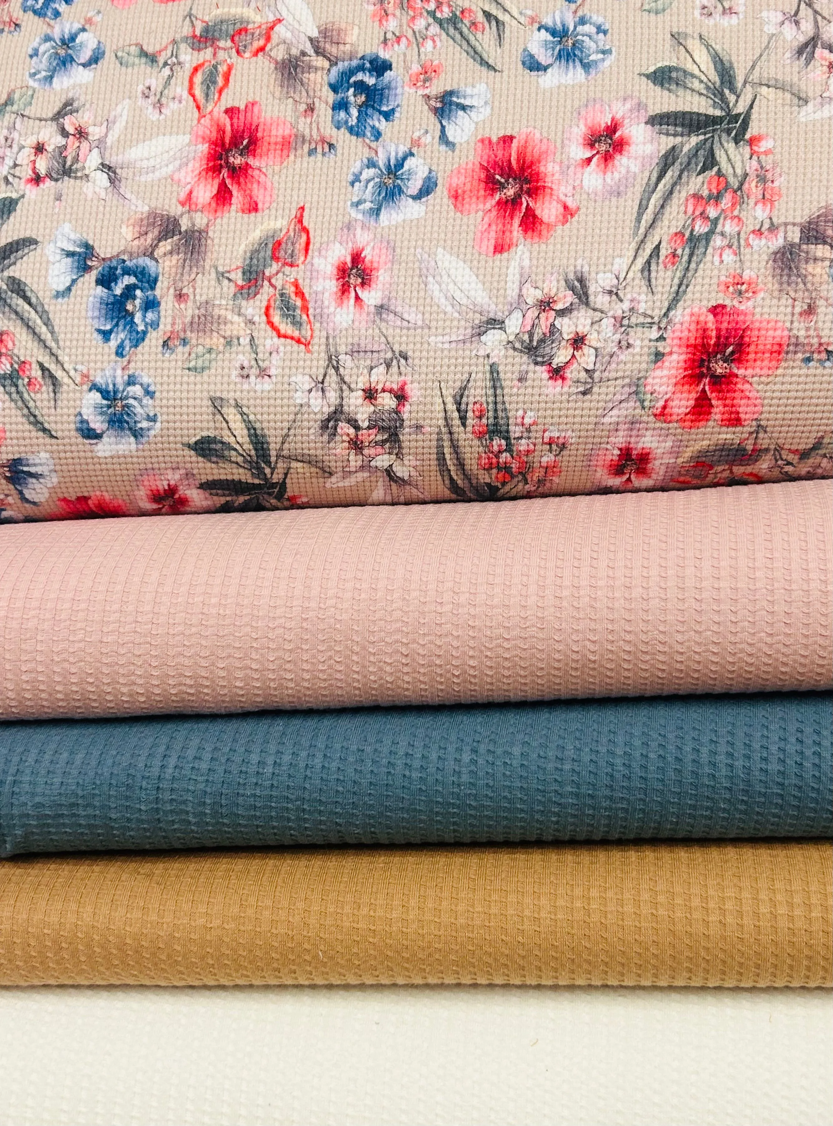 SOFT WAFFLE COTTON JERSEY FABRIC PER METRE