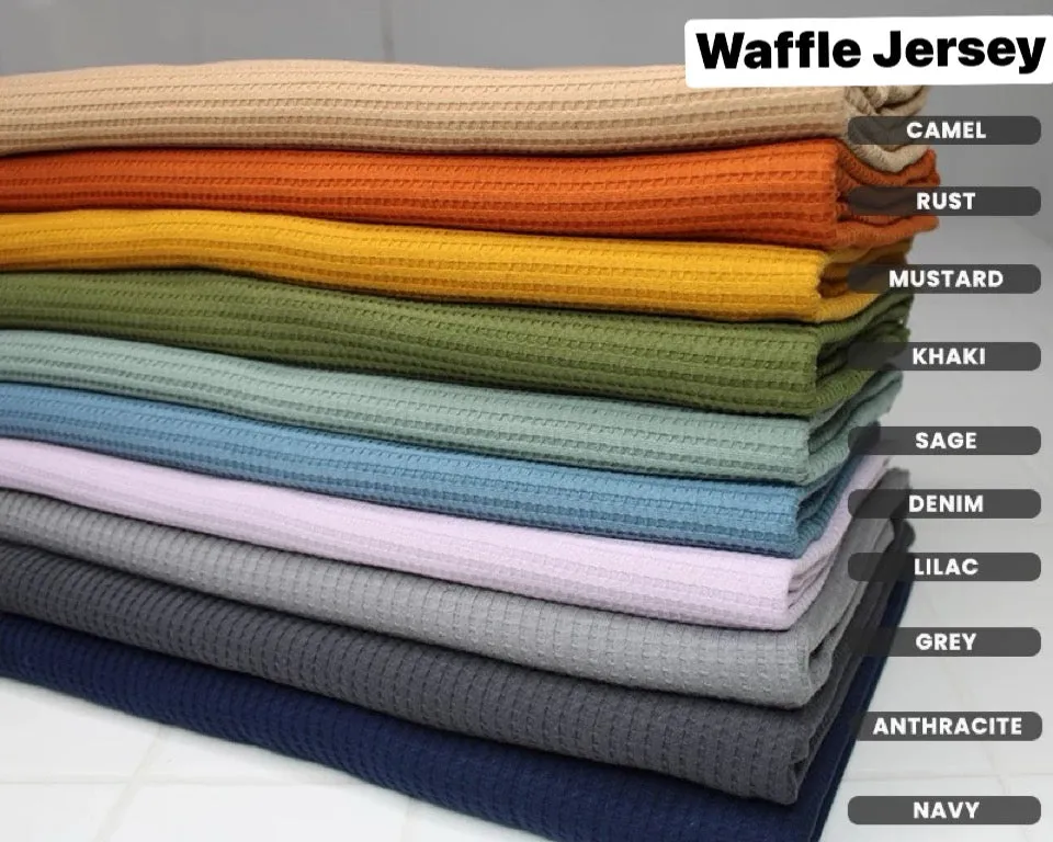 SOFT WAFFLE COTTON JERSEY FABRIC PER METRE