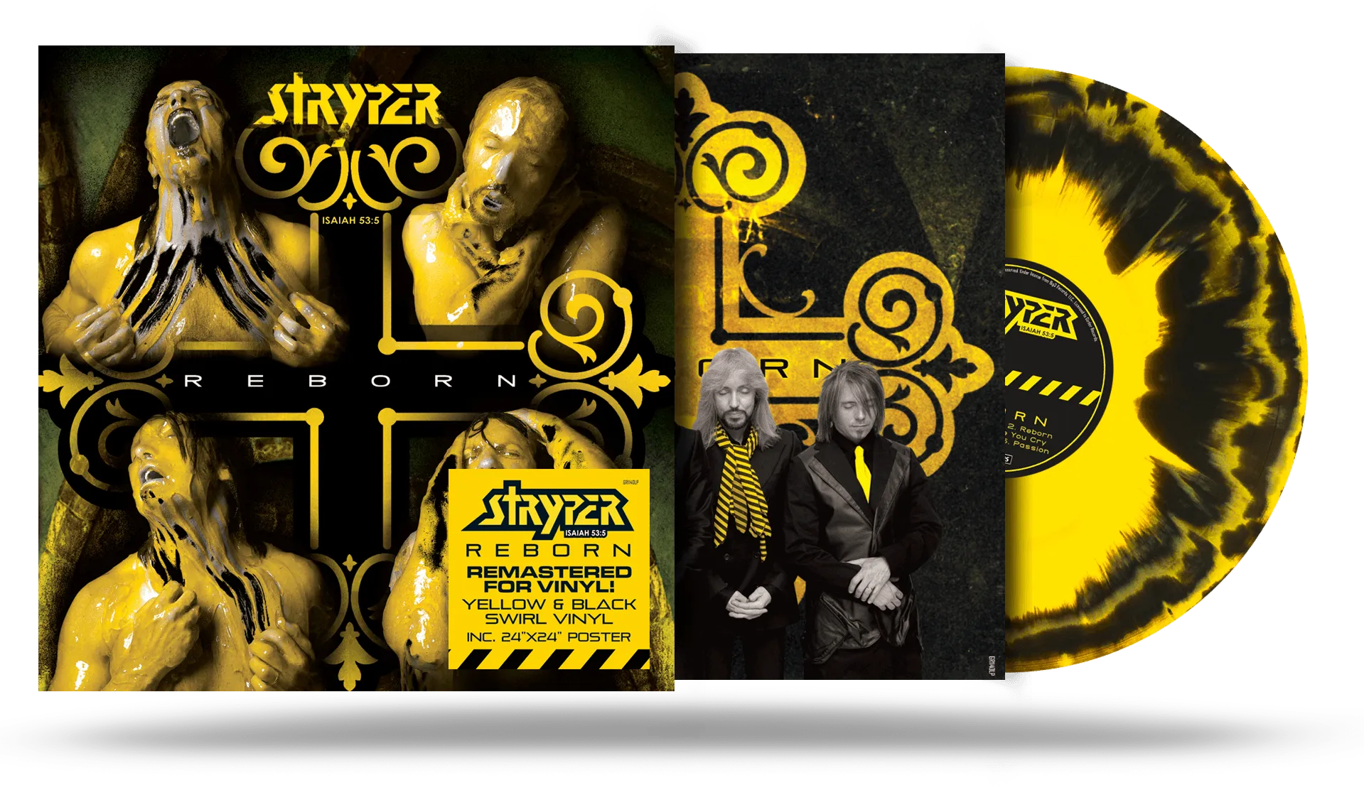 STRYPER - REBORN (Vinyl) Yellow & Black Swirl 2022 GIRDER RECORDS (Legends of Rock) Remastered !!!BENT CORNER!!!