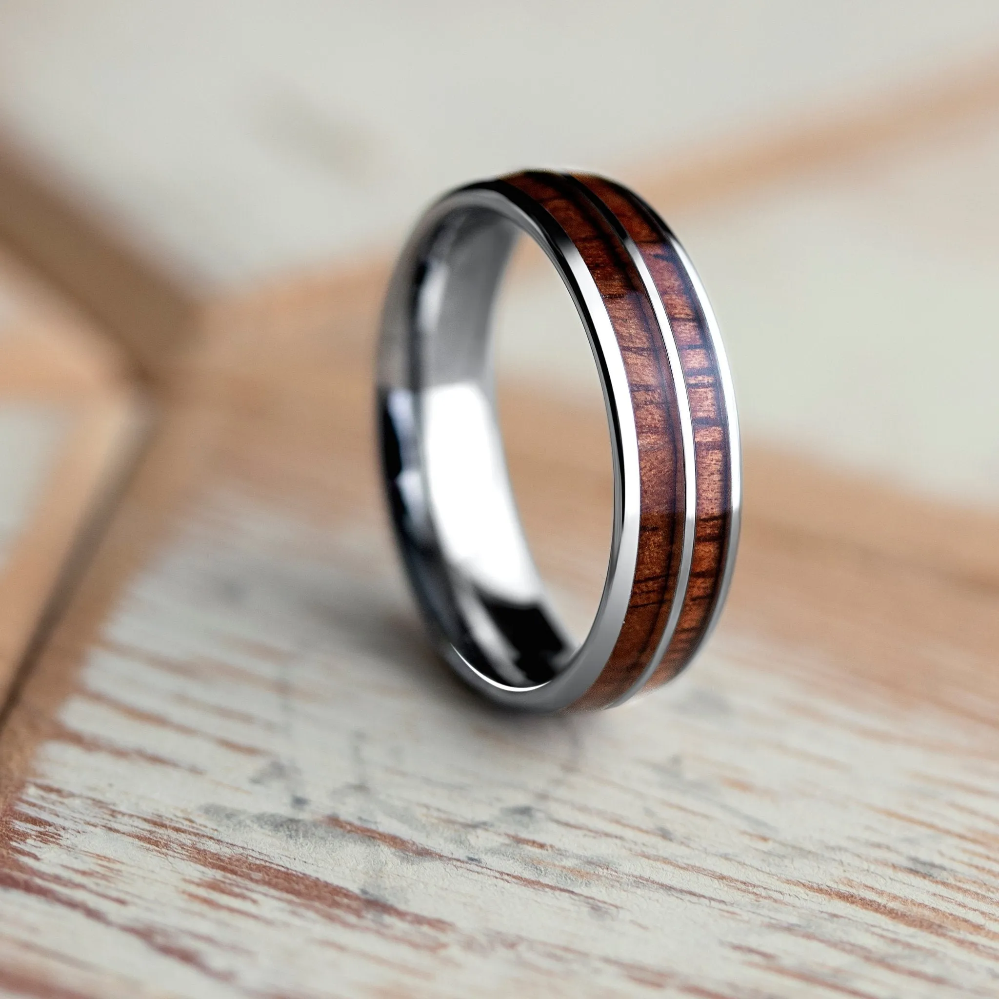 The Silver Wood Barrel Ring (6mm Width)