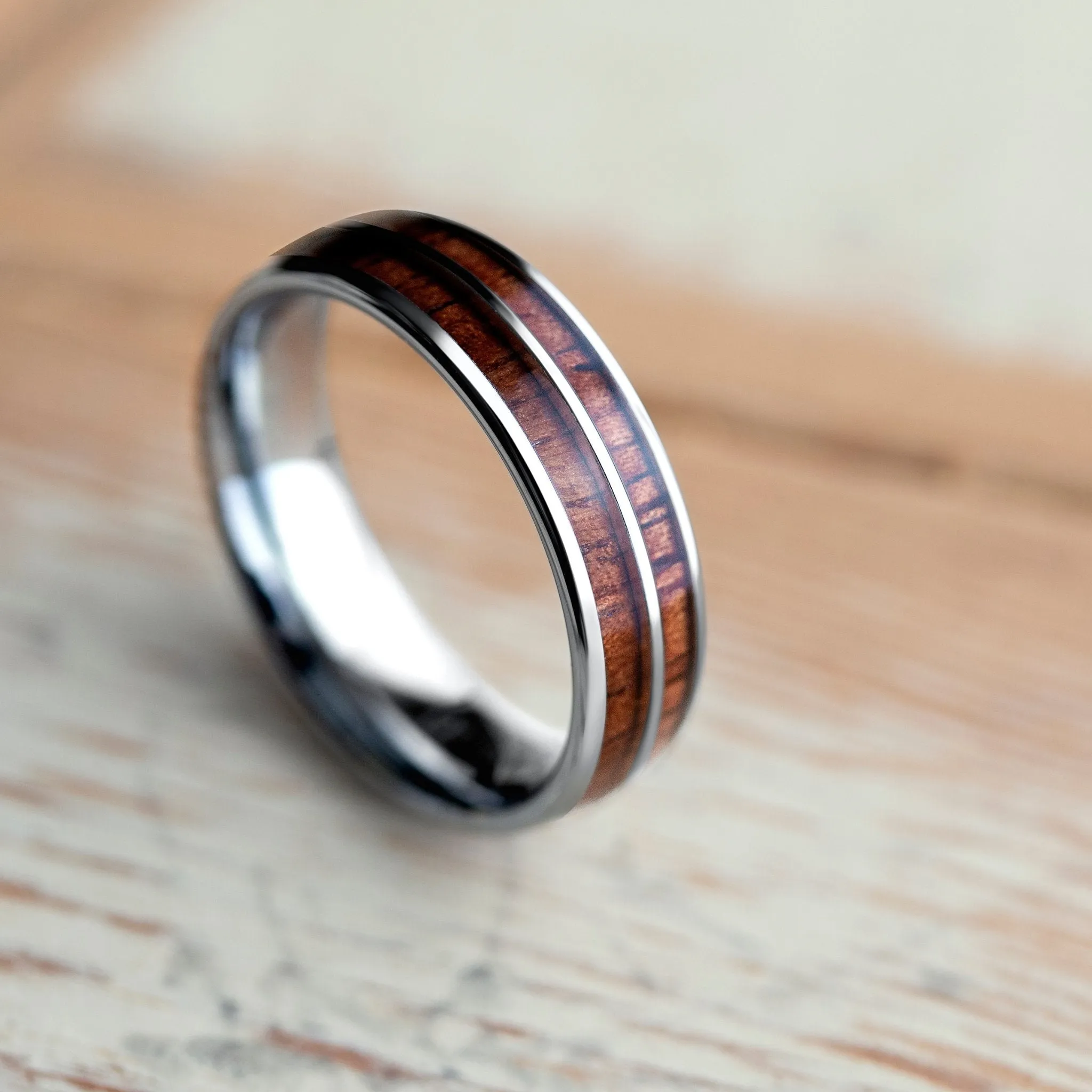 The Silver Wood Barrel Ring (6mm Width)