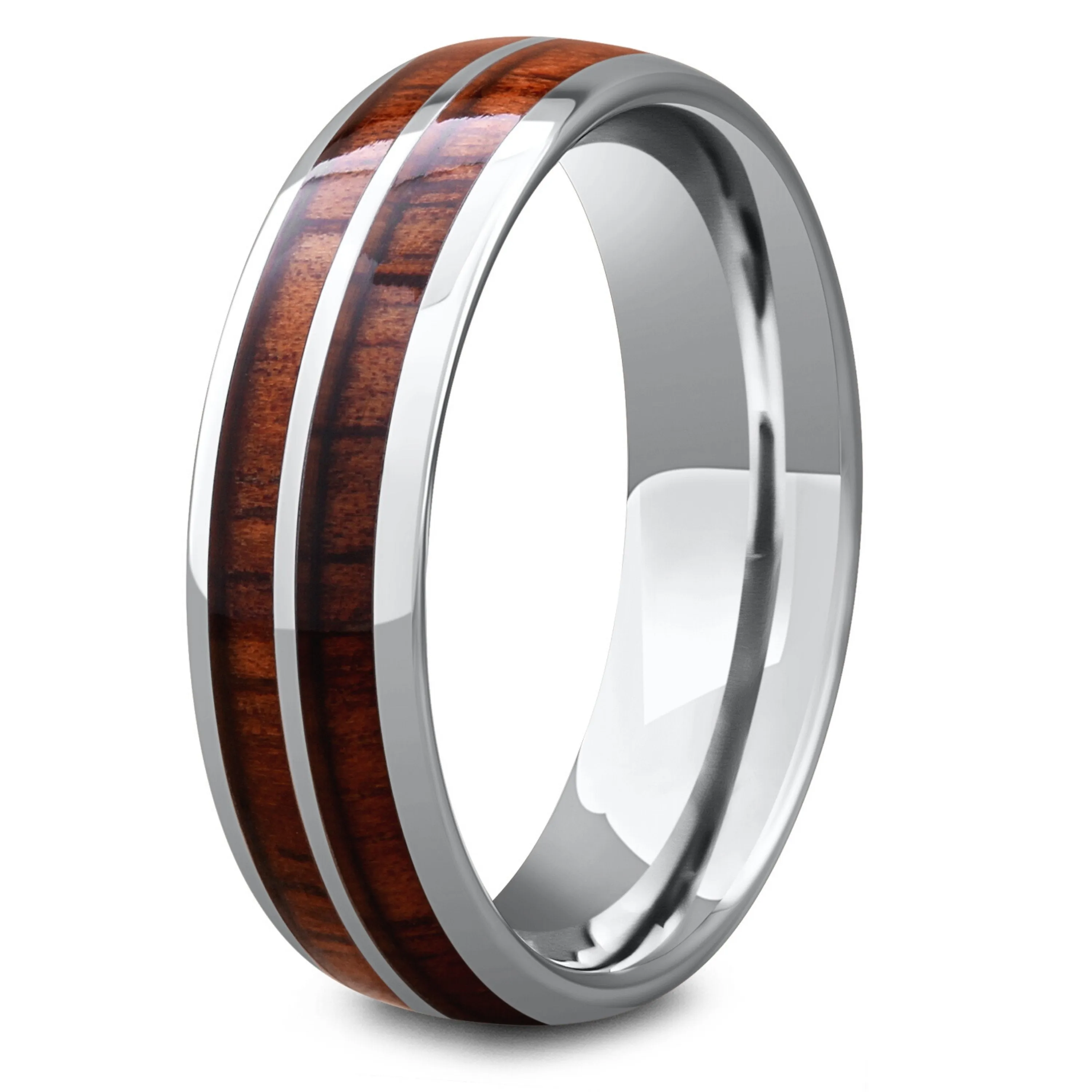 The Silver Wood Barrel Ring (6mm Width)