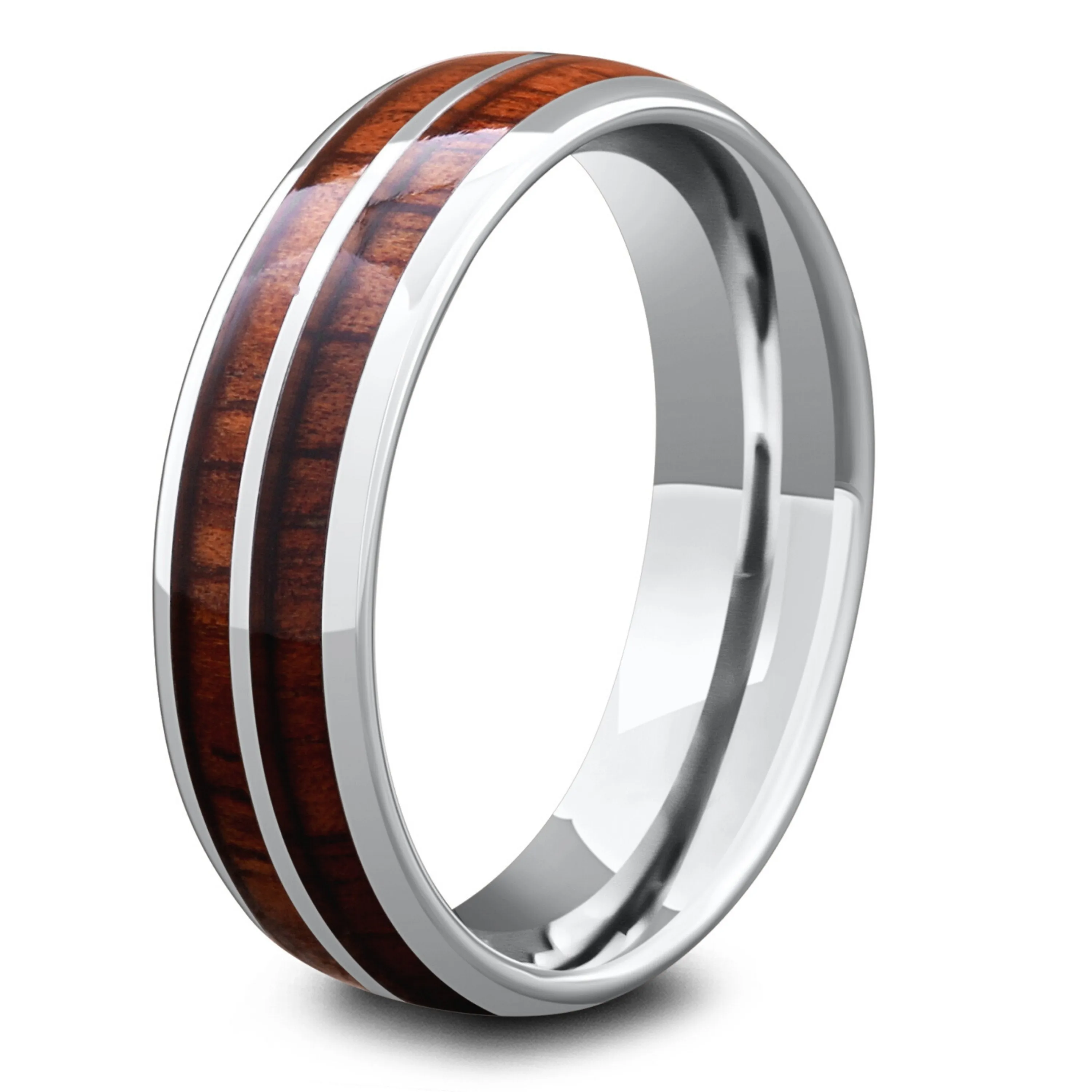The Silver Wood Barrel Ring (6mm Width)