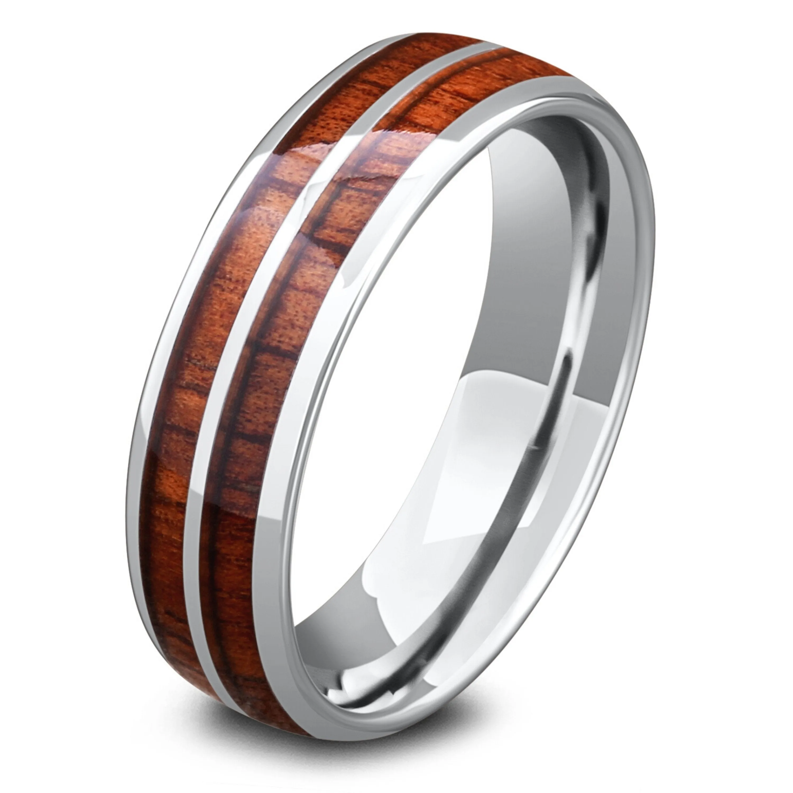The Silver Wood Barrel Ring (6mm Width)