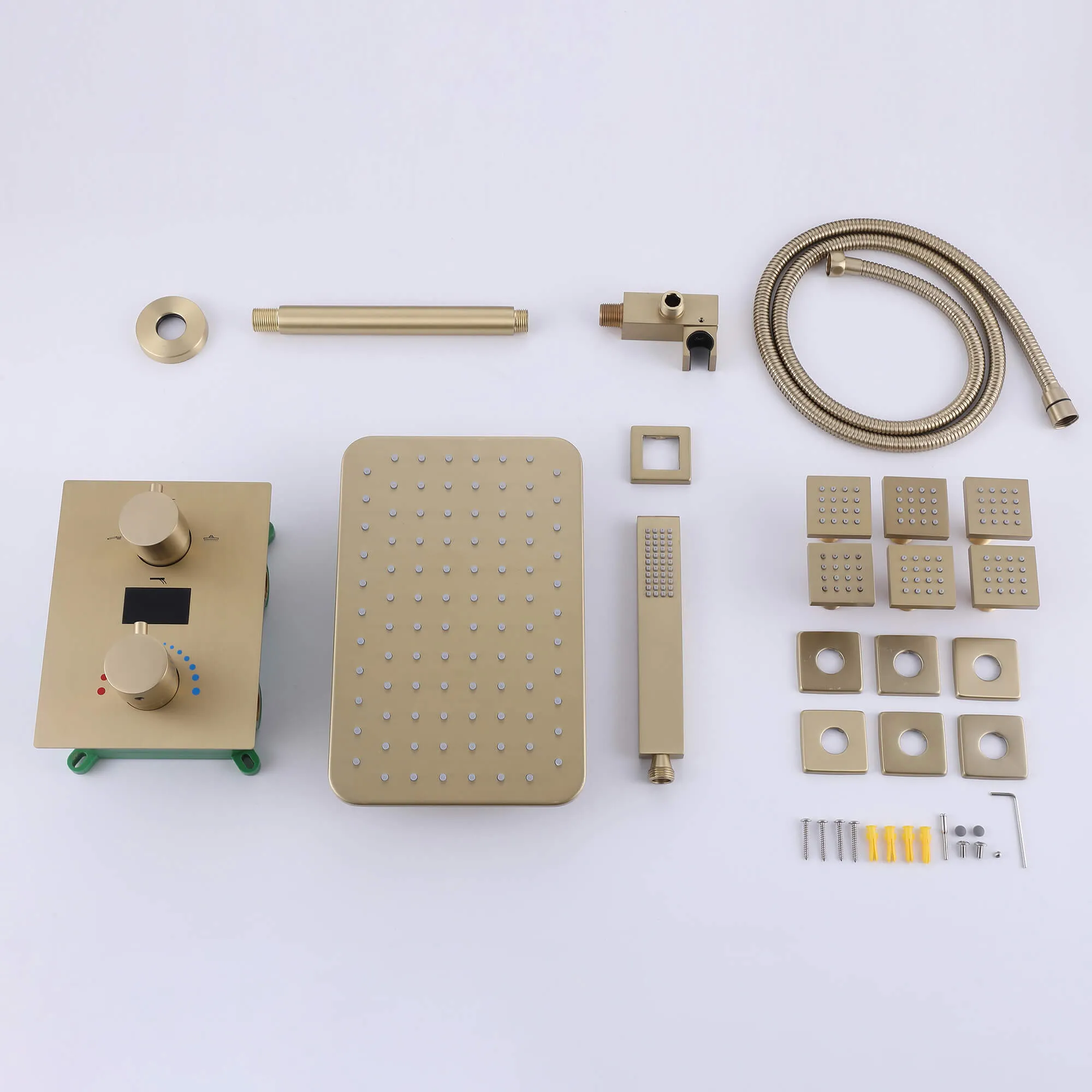 Thermostatic Shower System with Temperature Display Valve and Body Jets JK0106