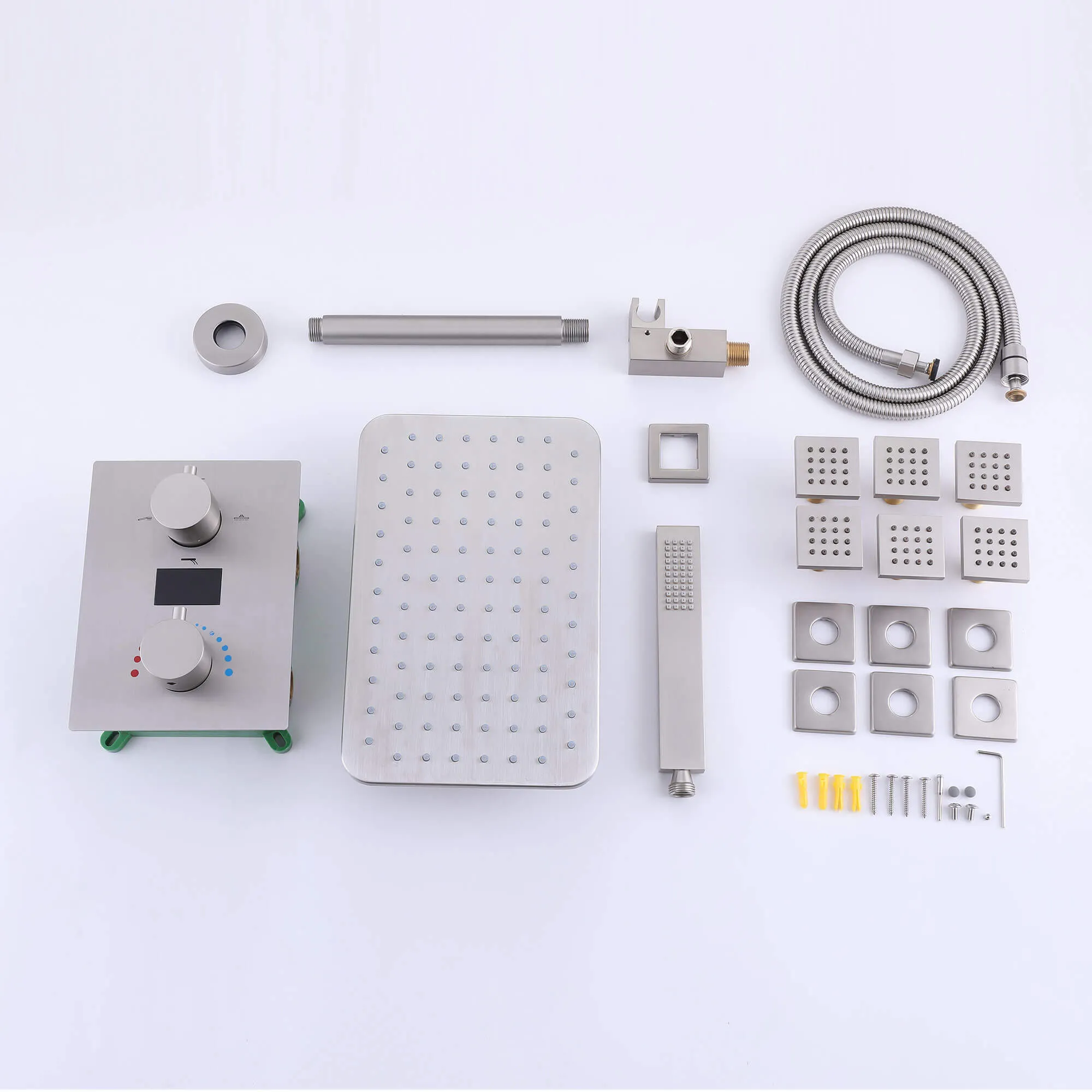 Thermostatic Shower System with Temperature Display Valve and Body Jets JK0106